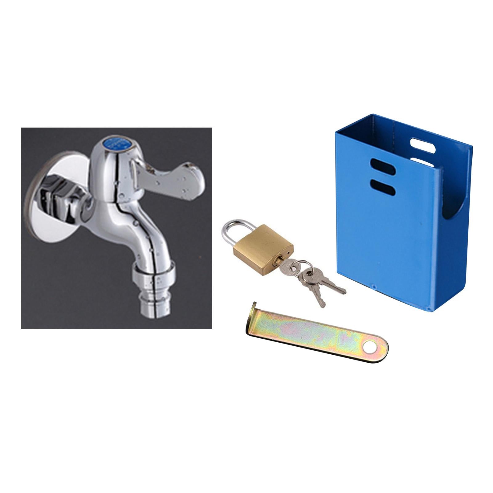 Outdoor Faucet Lock Cover Anti Theft Tap Padlock for Park Blue Square