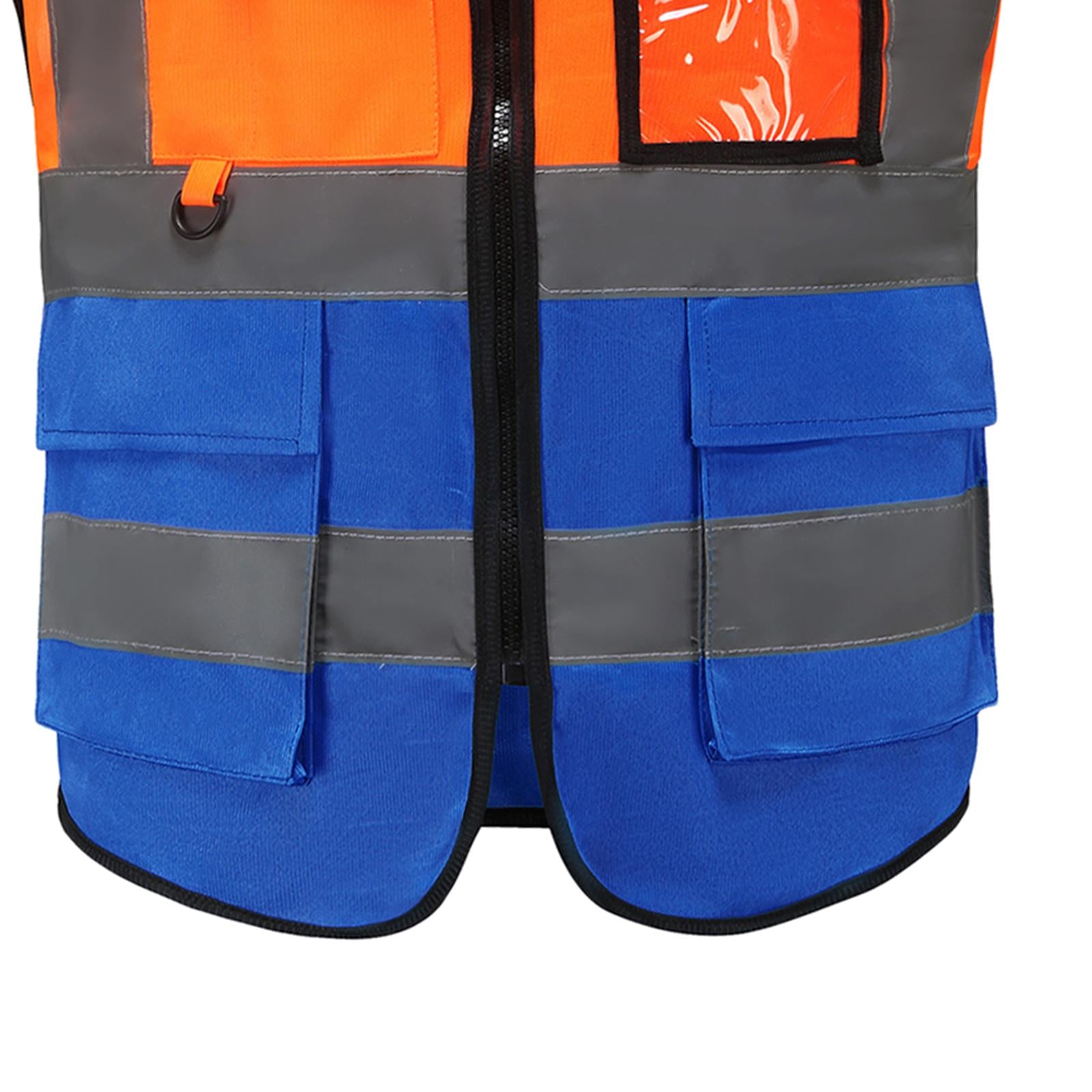 Reflective Vest Safety Vest for Engineering Construction Orange Blue