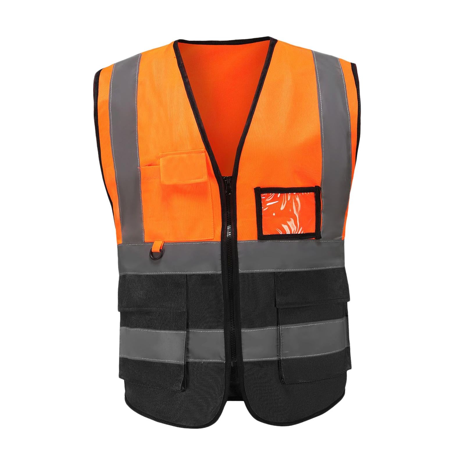 Reflective Vest Safety Vest for Engineering Construction Orange Black