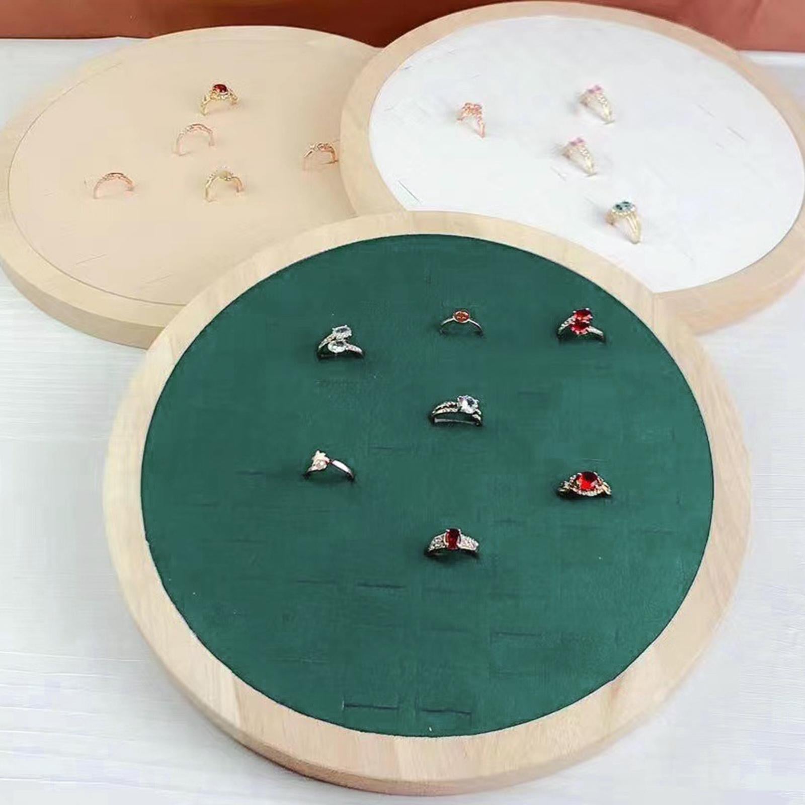 Round Jewelry Rings Earrings Tray 92 Slots Storage Box for Home Decor Green