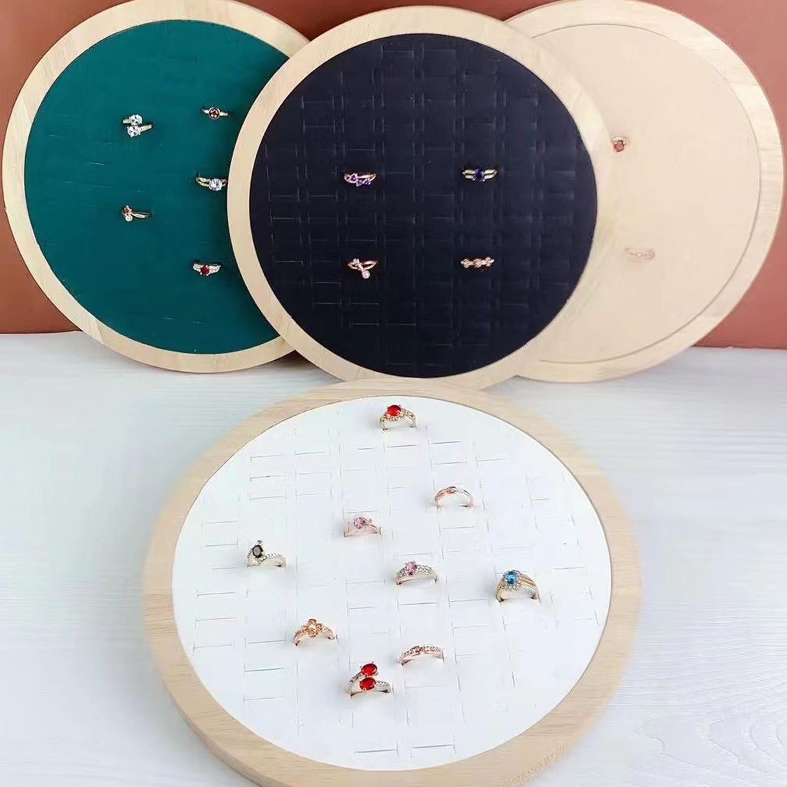 Round Jewelry Rings Earrings Tray 92 Slots Storage Box for Home Decor Black