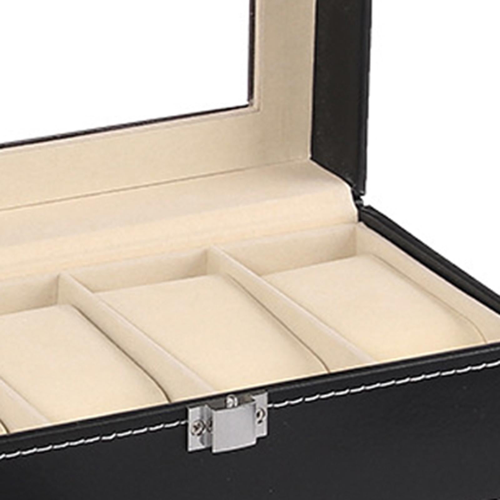 Watch Box Watch Jewelry Display Case with Lock Catch Watches Organizer 4 Slot