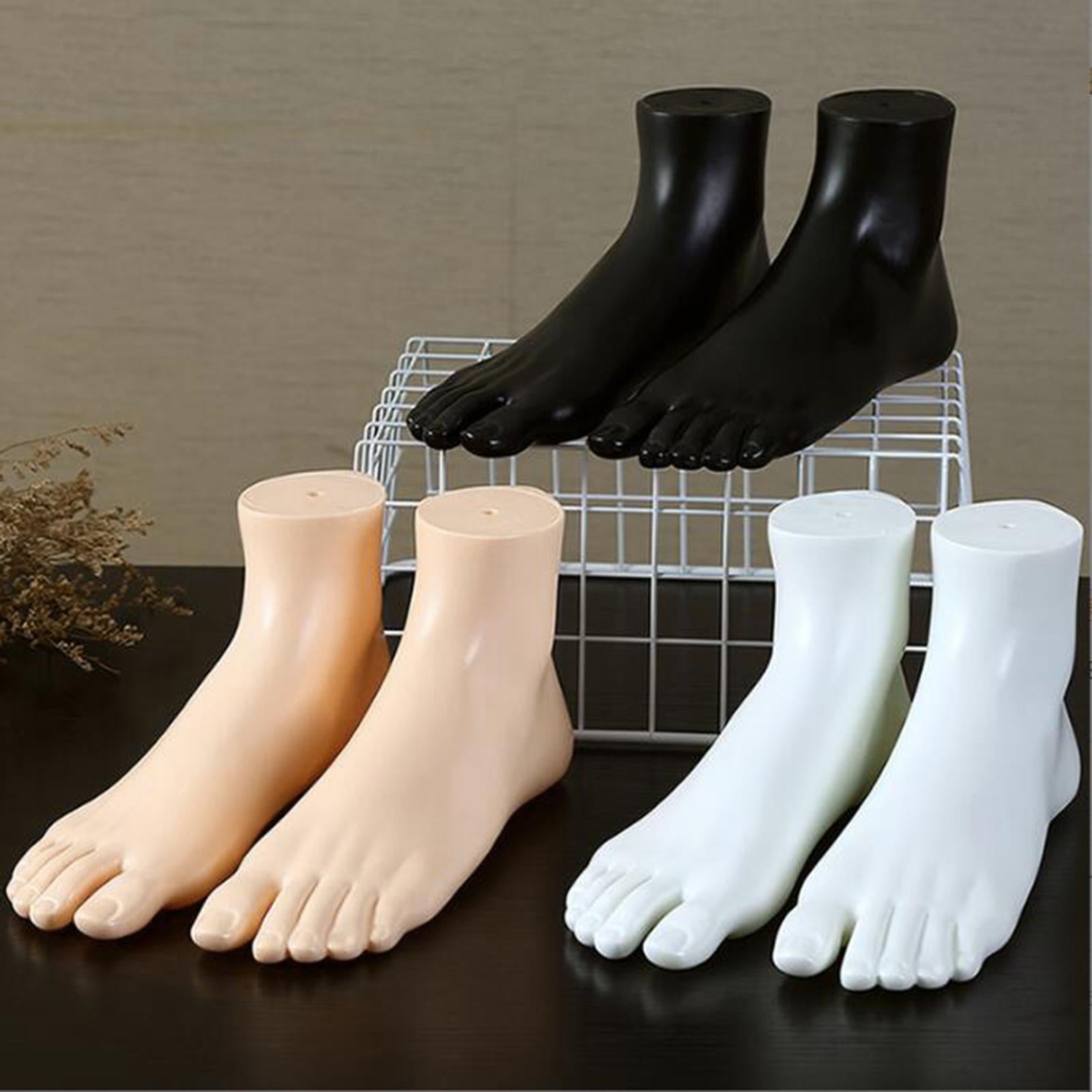 PVC Mannequin Adult Feet Ankle Bracelet Foot Left and Right for Toe Rings Black