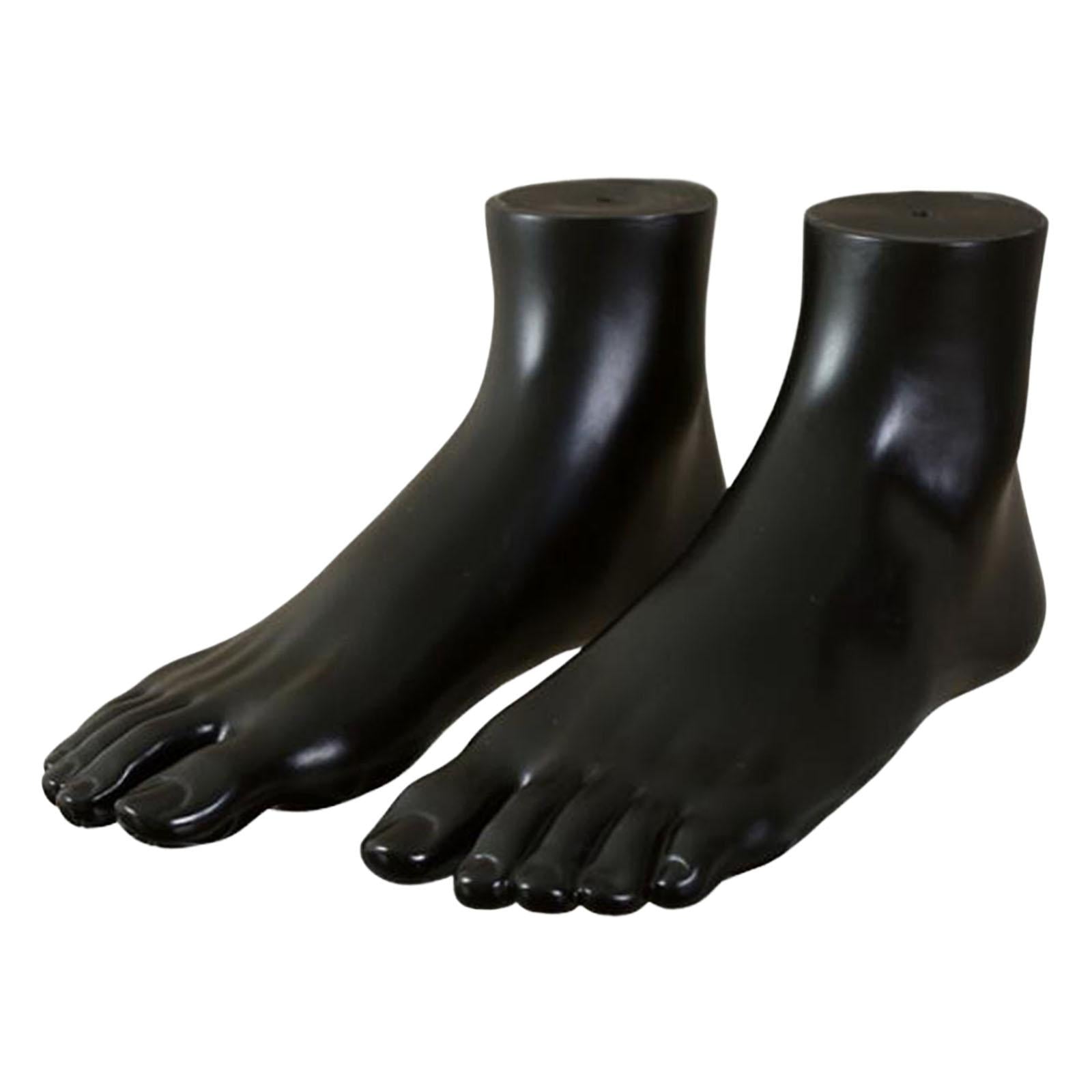 PVC Mannequin Adult Feet Ankle Bracelet Foot Left and Right for Toe Rings Black