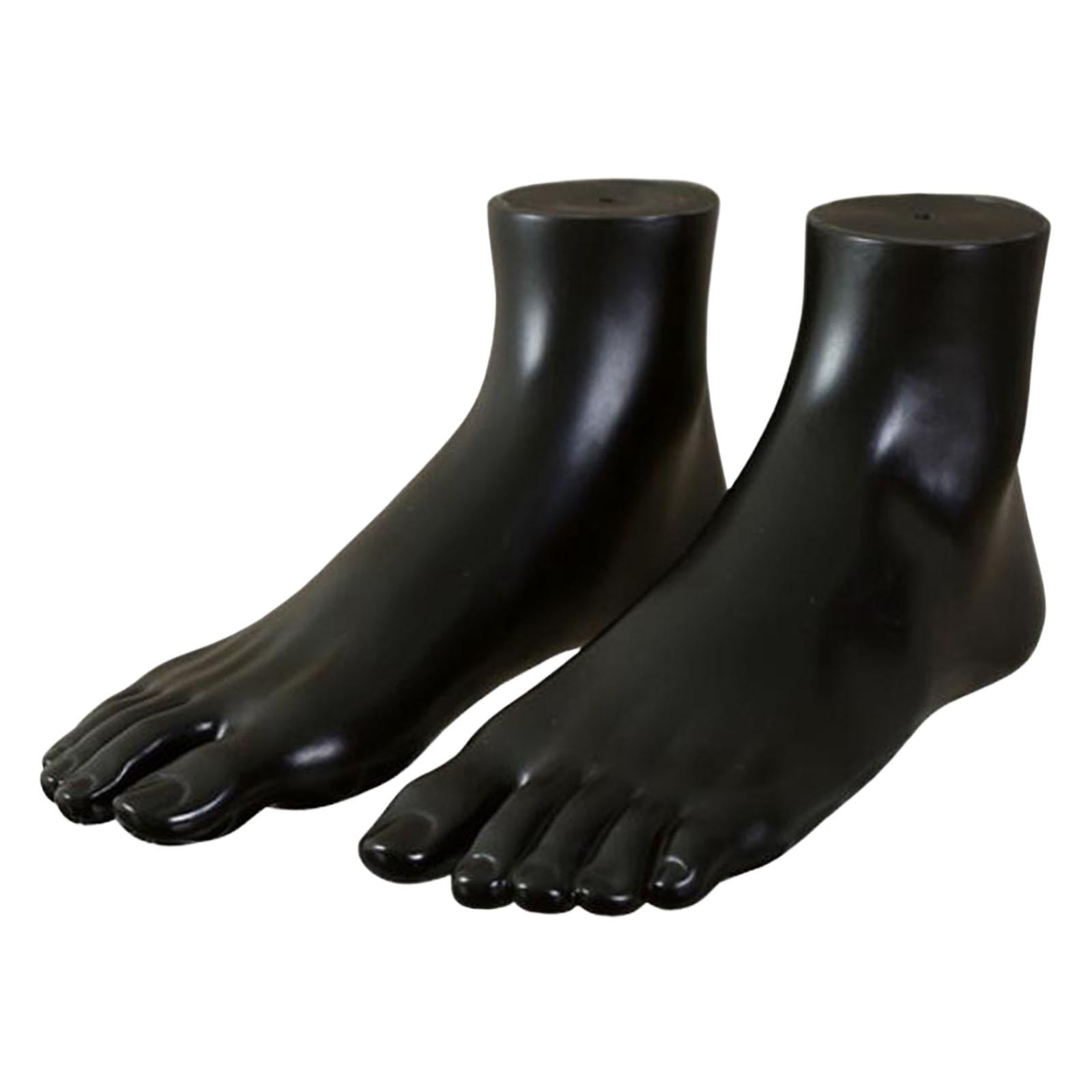 PVC Mannequin Adult Feet Ankle Bracelet Foot Left and Right for Toe Rings Black