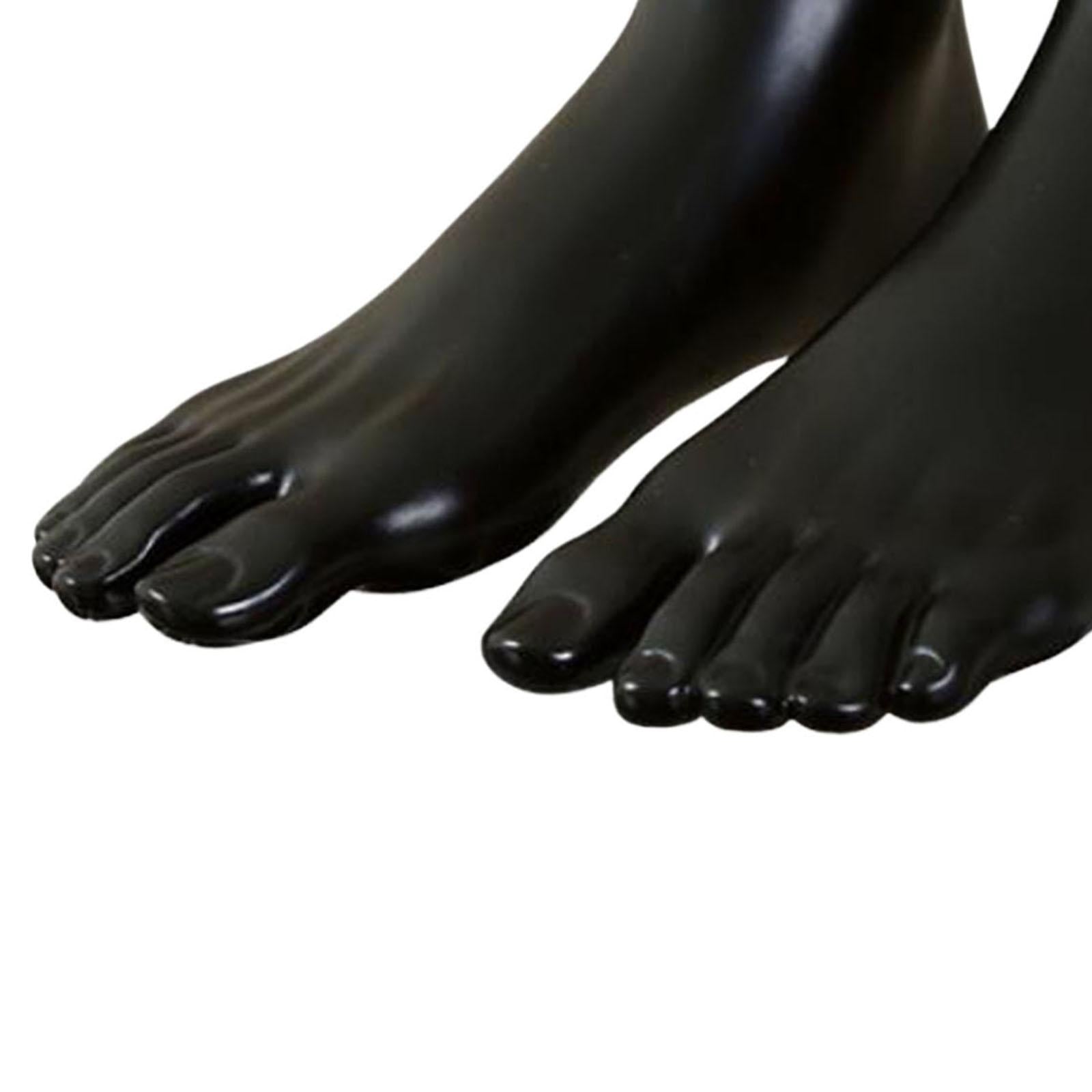 PVC Mannequin Adult Feet Ankle Bracelet Foot Left and Right for Toe Rings Black