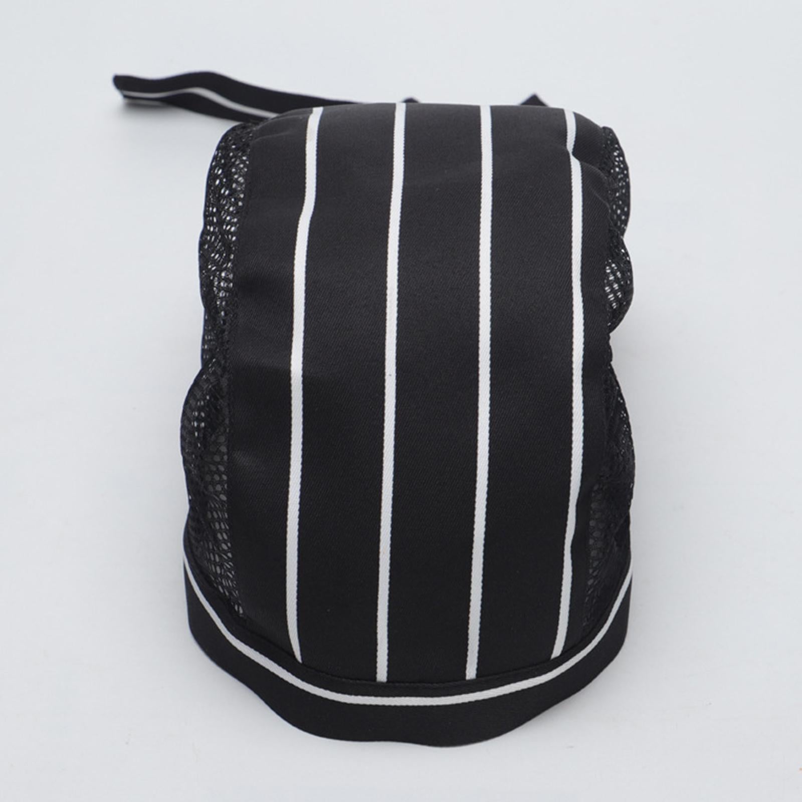 Chef Hat Waiter Grill Unisex BBQ Bakery Uniform Caps Hat White Strips