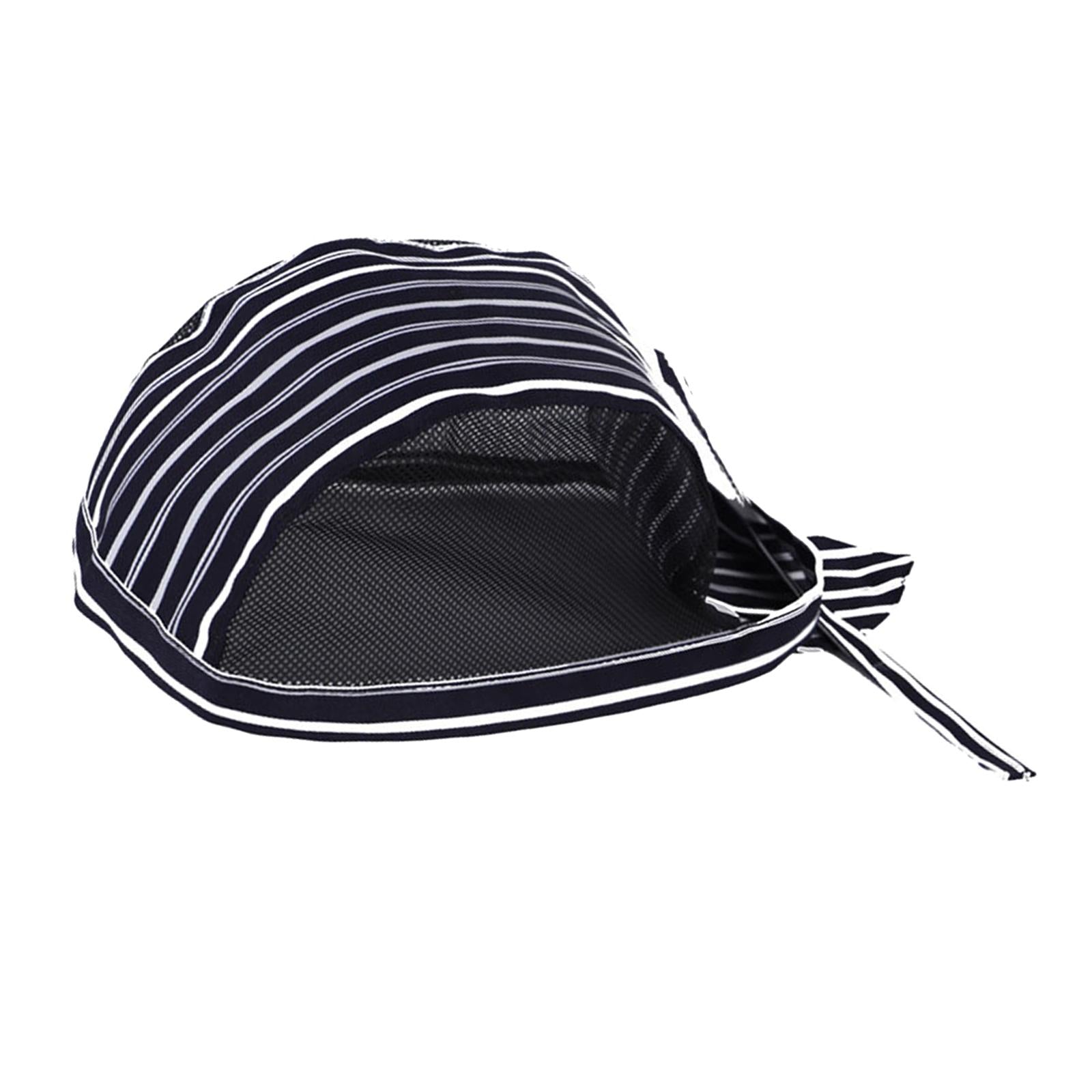 Chef Hat Waiter Grill Unisex BBQ Bakery Uniform Caps Hat Blue White Strips