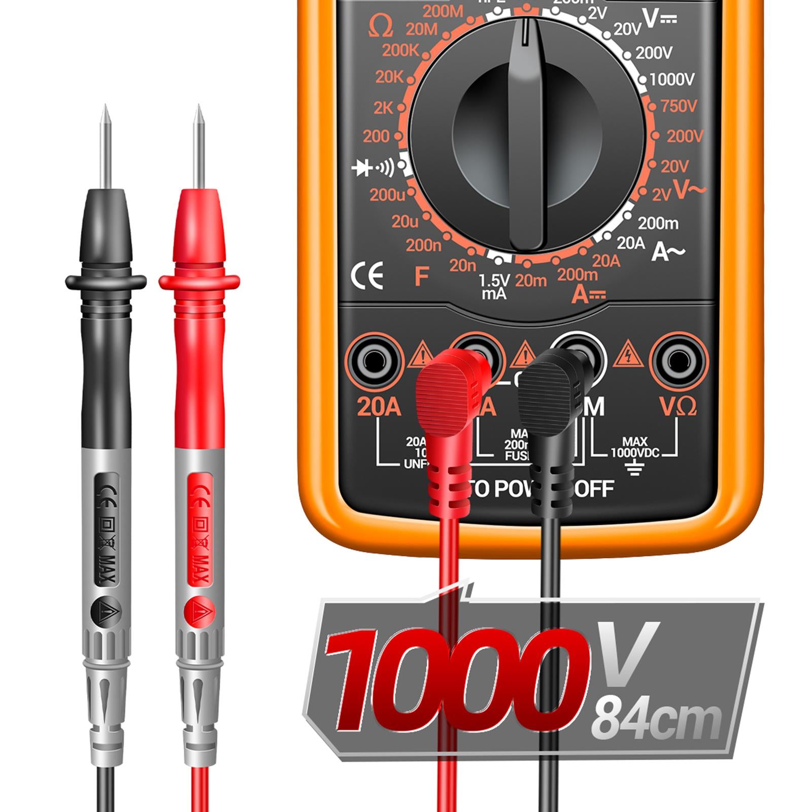 DT-9205A Handheld Digital Multimeter Continuity Test Diode Voltage Tester Yellow