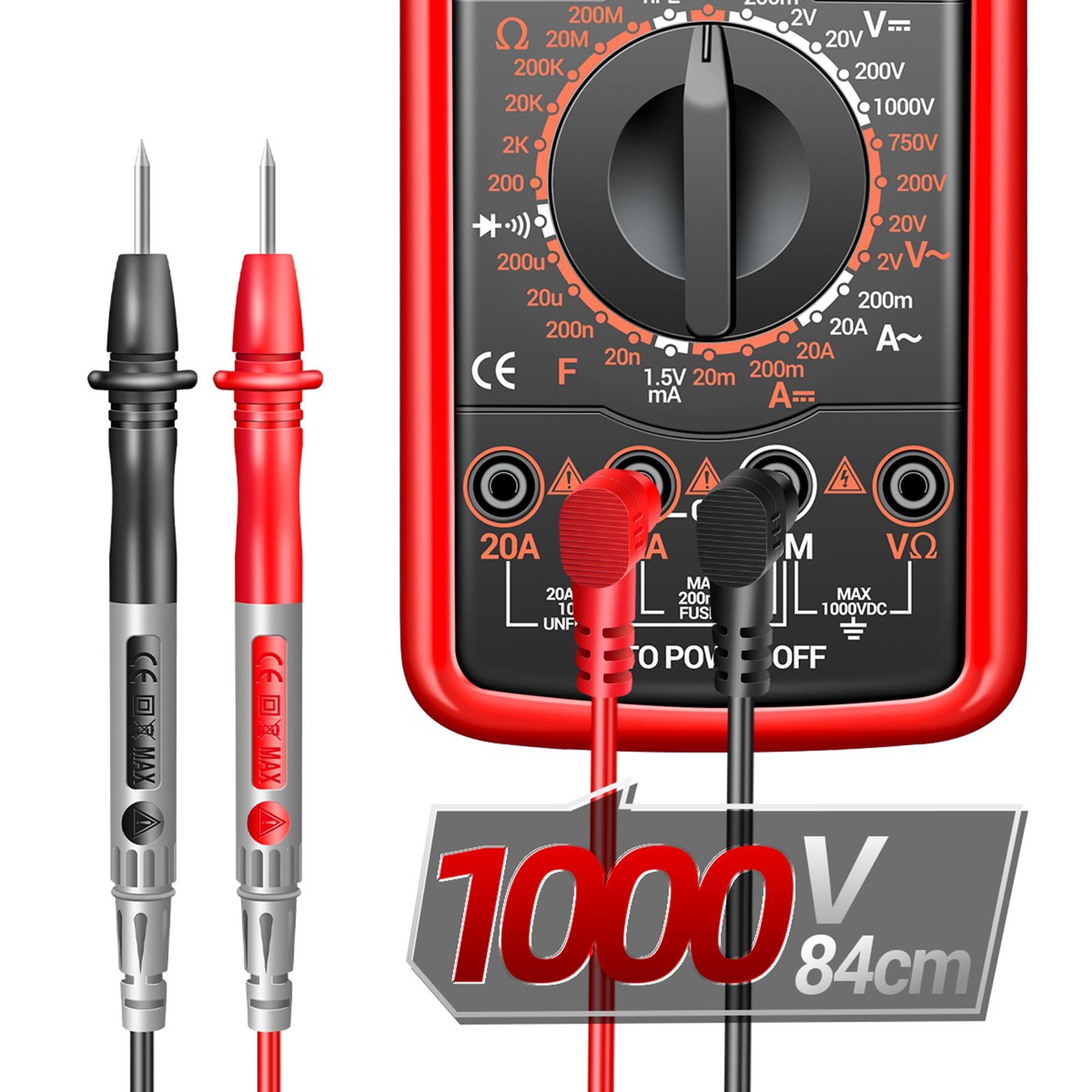DT-9205A Handheld Digital Multimeter Continuity Test Diode Voltage Tester Red