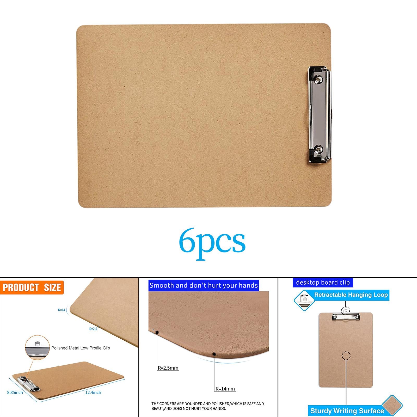 6Pcs Standard A4 Letter Size Clipboard with Low Profile Clip for Women