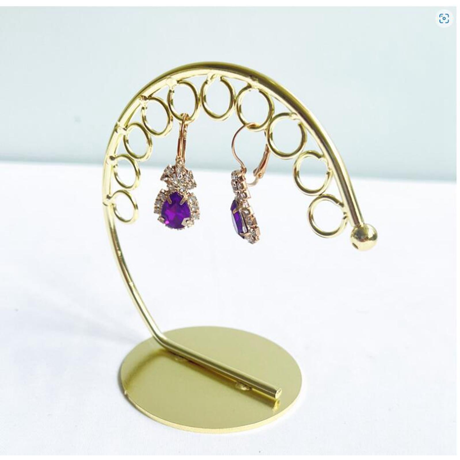 3Pcs Earring Stand Earring Display Holder for Showcase Display Golden