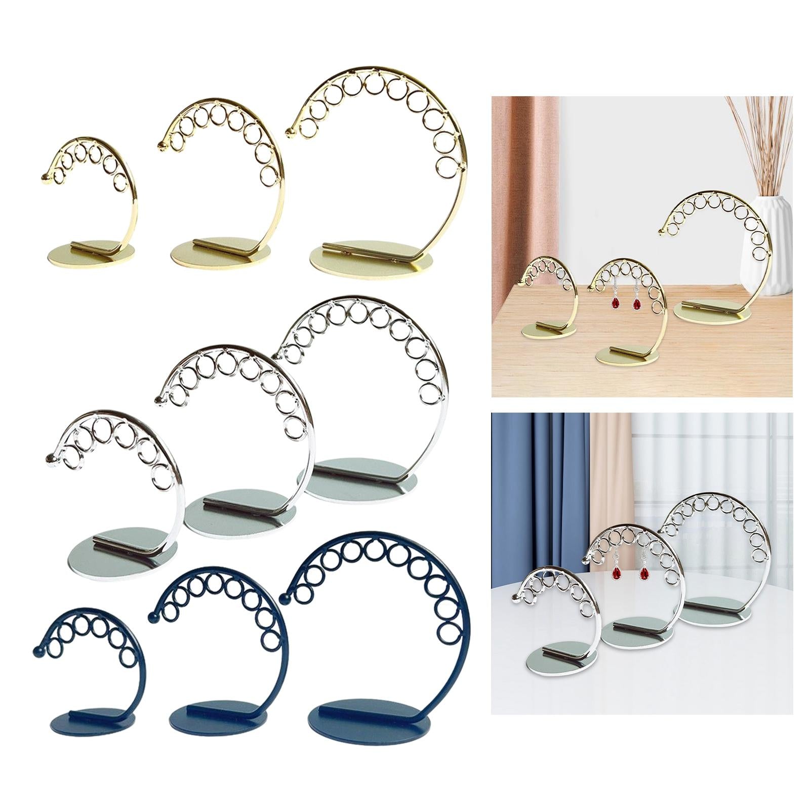 3Pcs Earring Stand Earring Display Holder for Showcase Display Golden