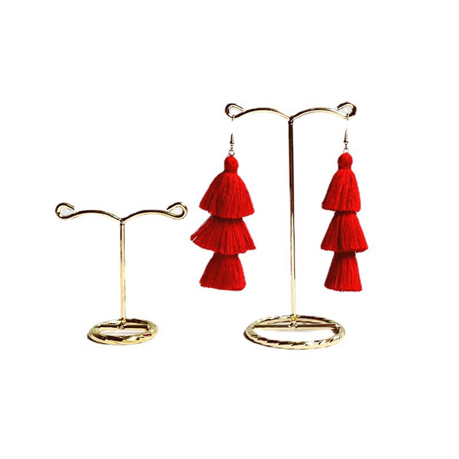 Metal Earring Display Stand Holder Jewelry Necklace Rack Organizer Height 14cm