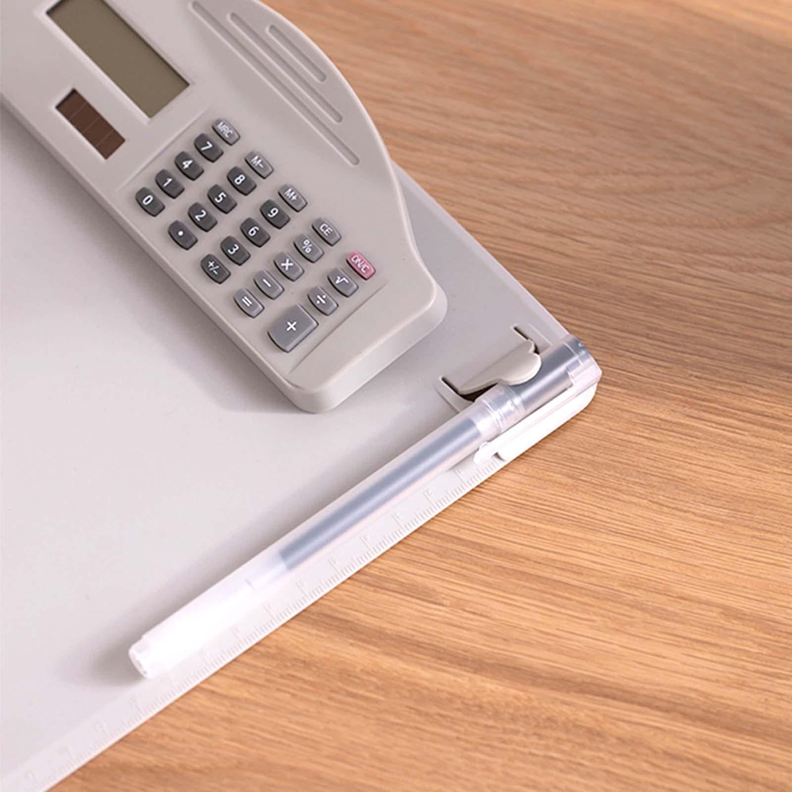 Clipboard with Calculator with Pen Clip A4 for Doctors Office School White