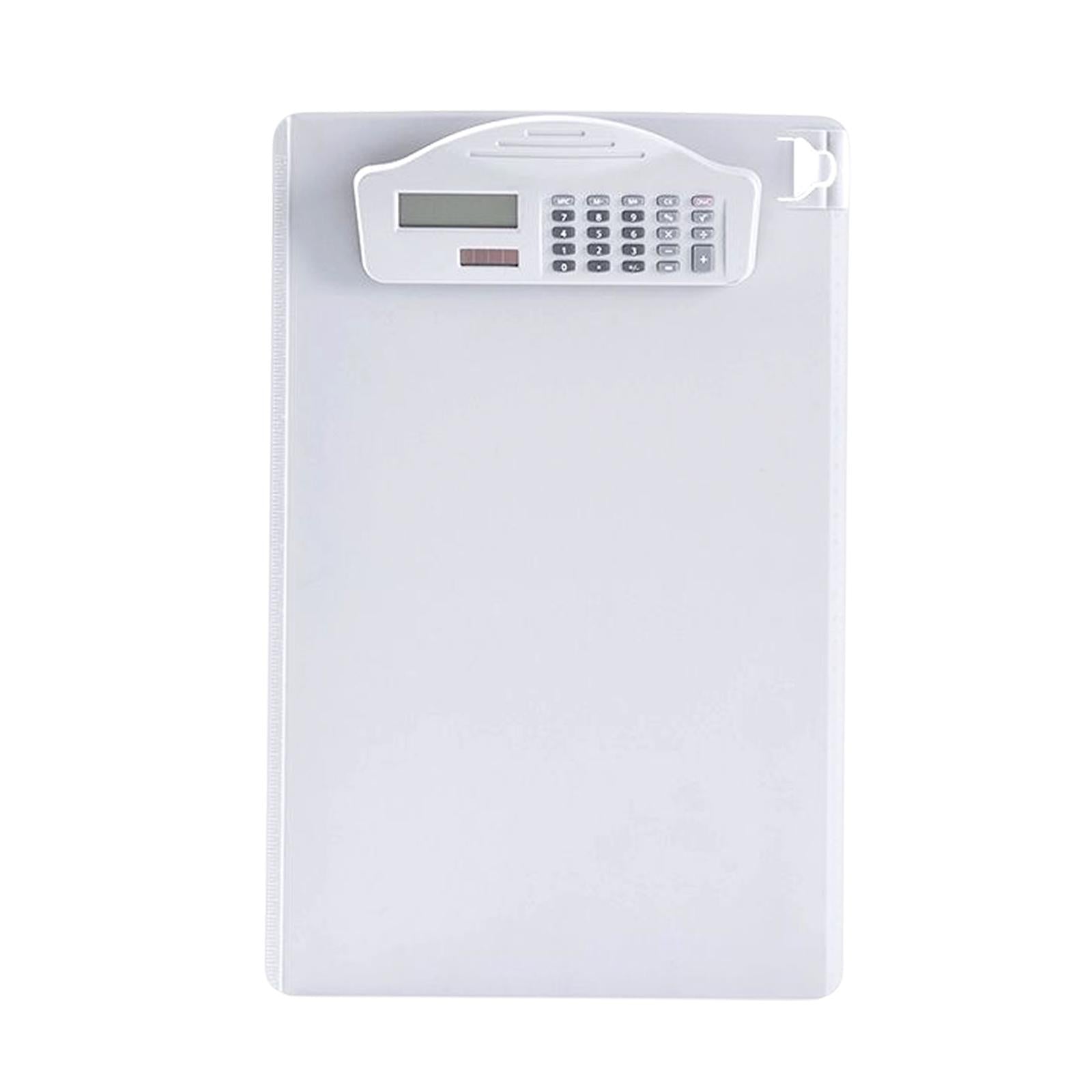 Clipboard with Calculator with Pen Clip A4 for Doctors Office School White
