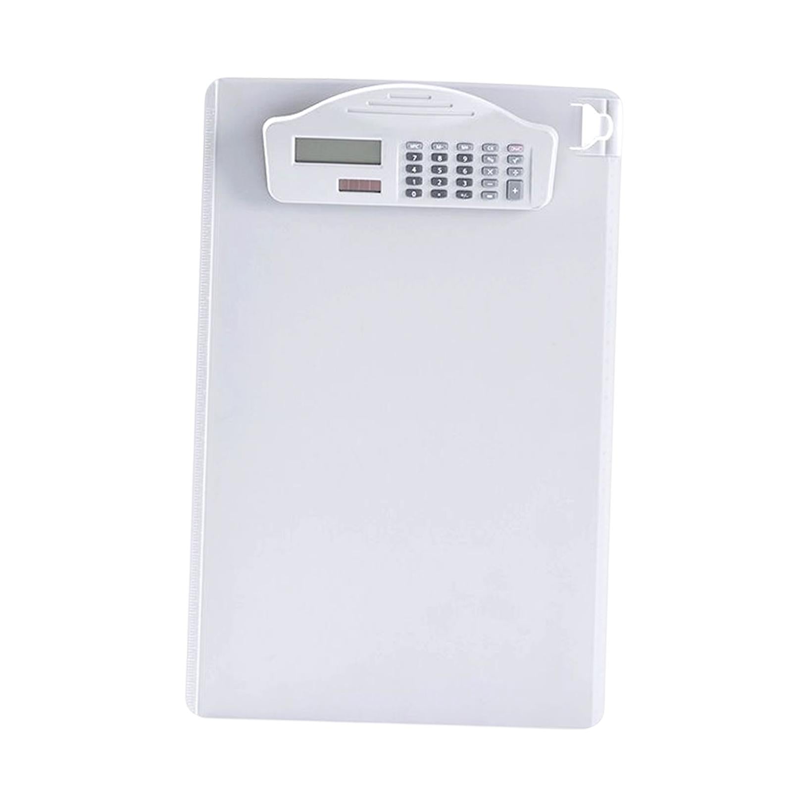 Clipboard with Calculator with Pen Clip A4 for Doctors Office School White