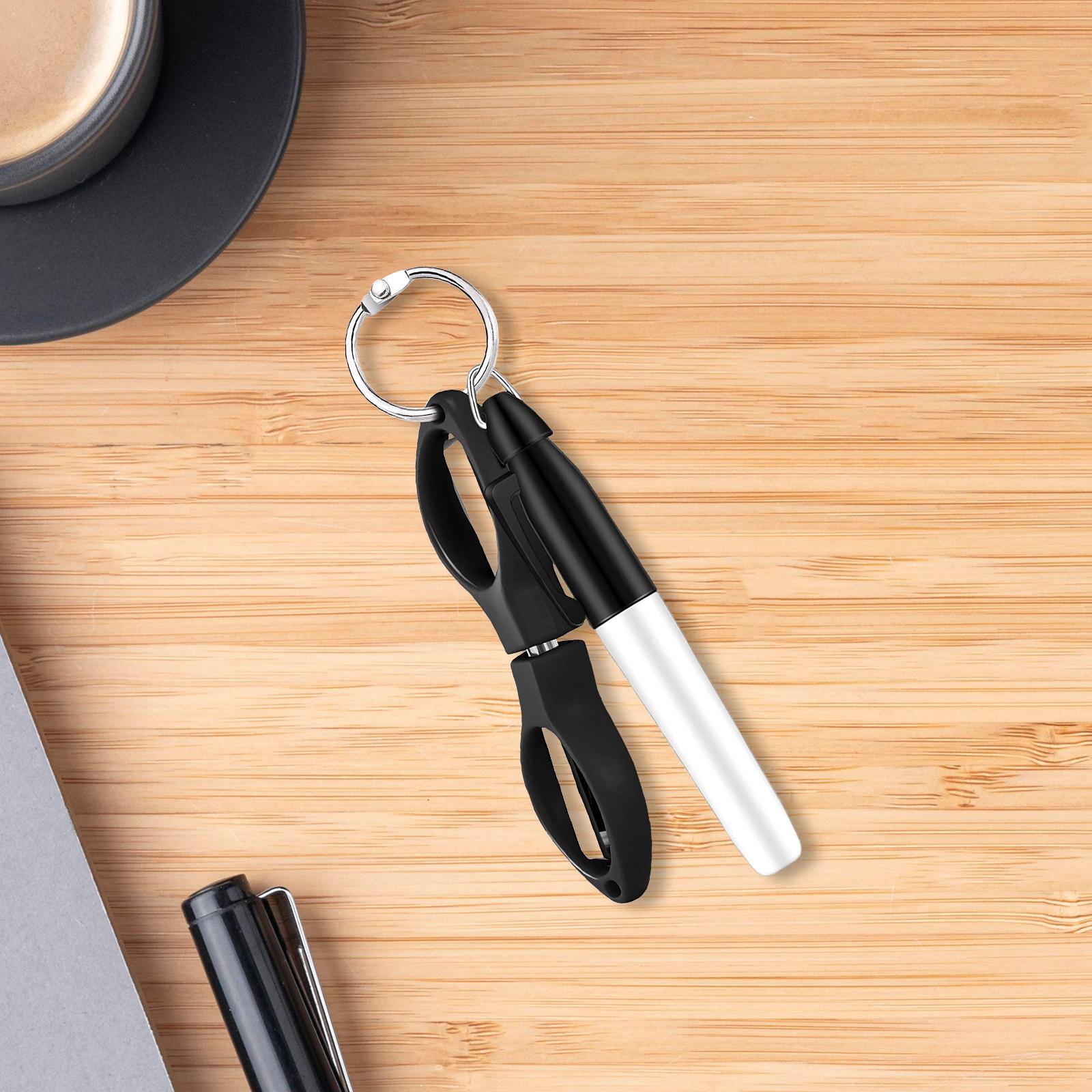 Foldable Scissors KeyChain Silver Metal Scissor Nurse Pen Set Black