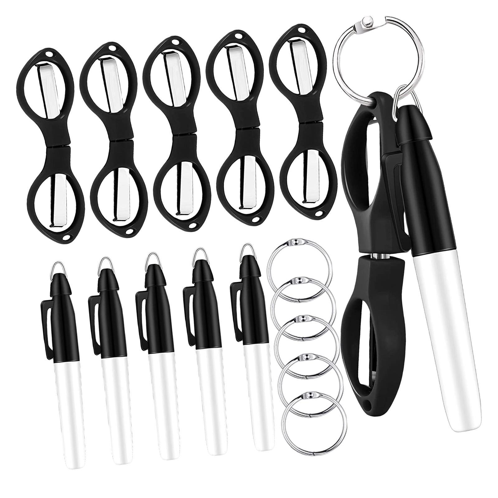 Foldable Scissors KeyChain Silver Metal Scissor Nurse Pen Set Black