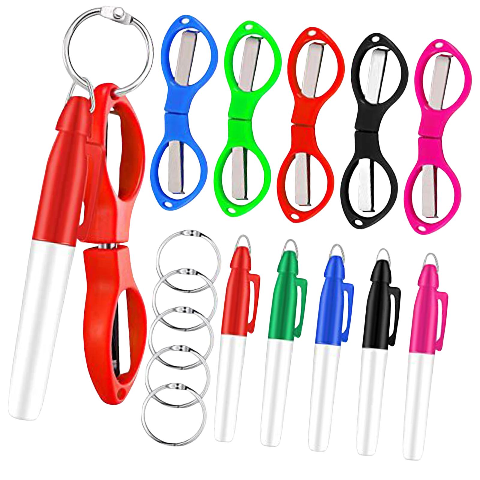 Foldable Scissors KeyChain Silver Metal Scissor Nurse Pen Set Multicolor