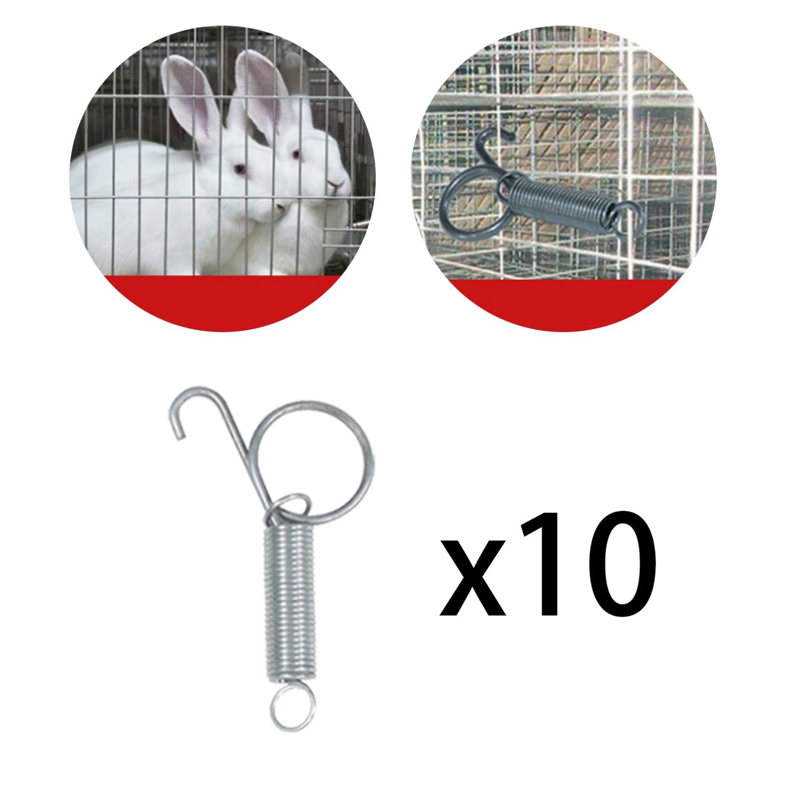 10 Packs Elastic Metal Cage Door Spring Hook for Rabbit Cage Large