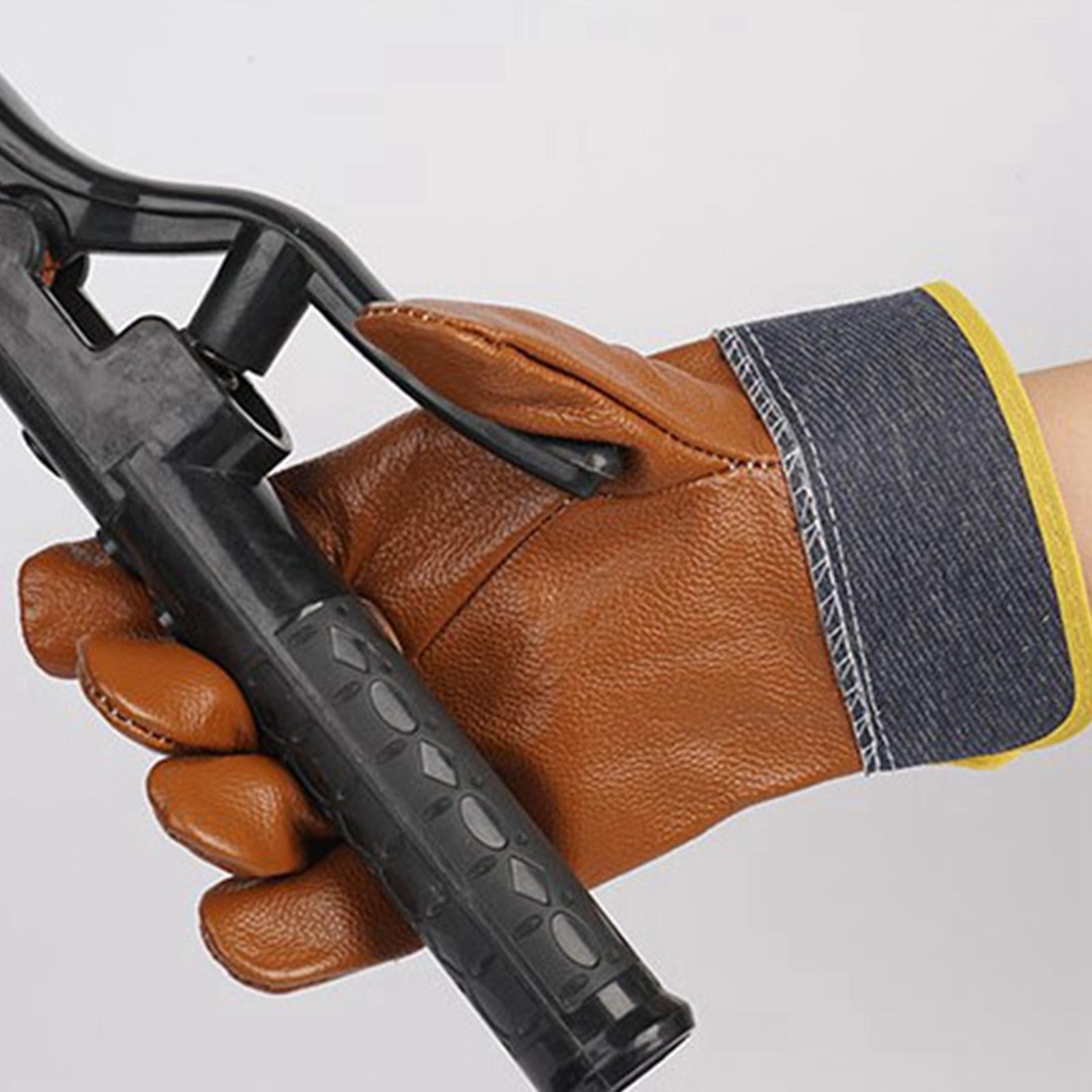 Welding Work Gloves Protection Gloves Fire Resistant for Welding Brown