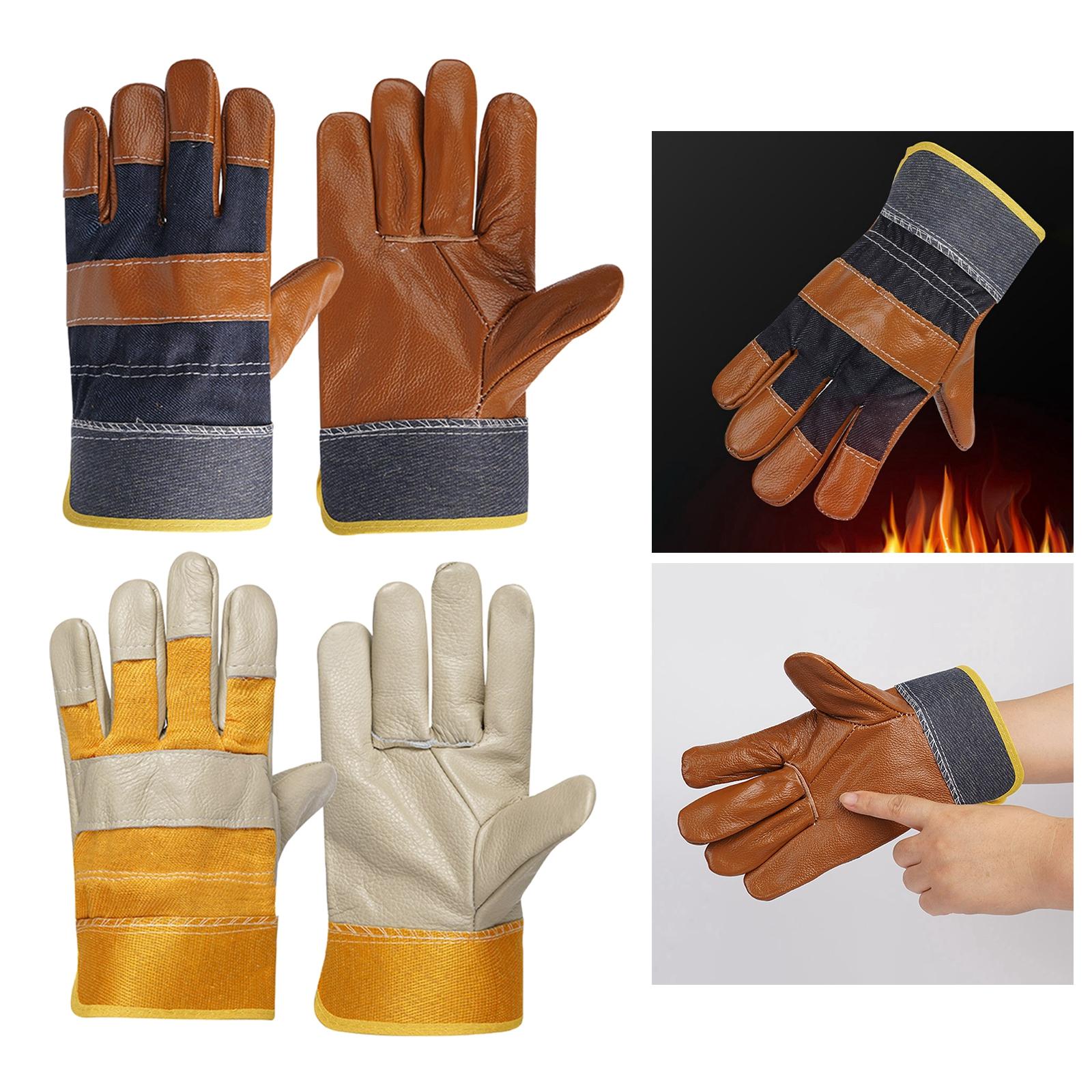 Welding Work Gloves Protection Gloves Fire Resistant for Welding Brown