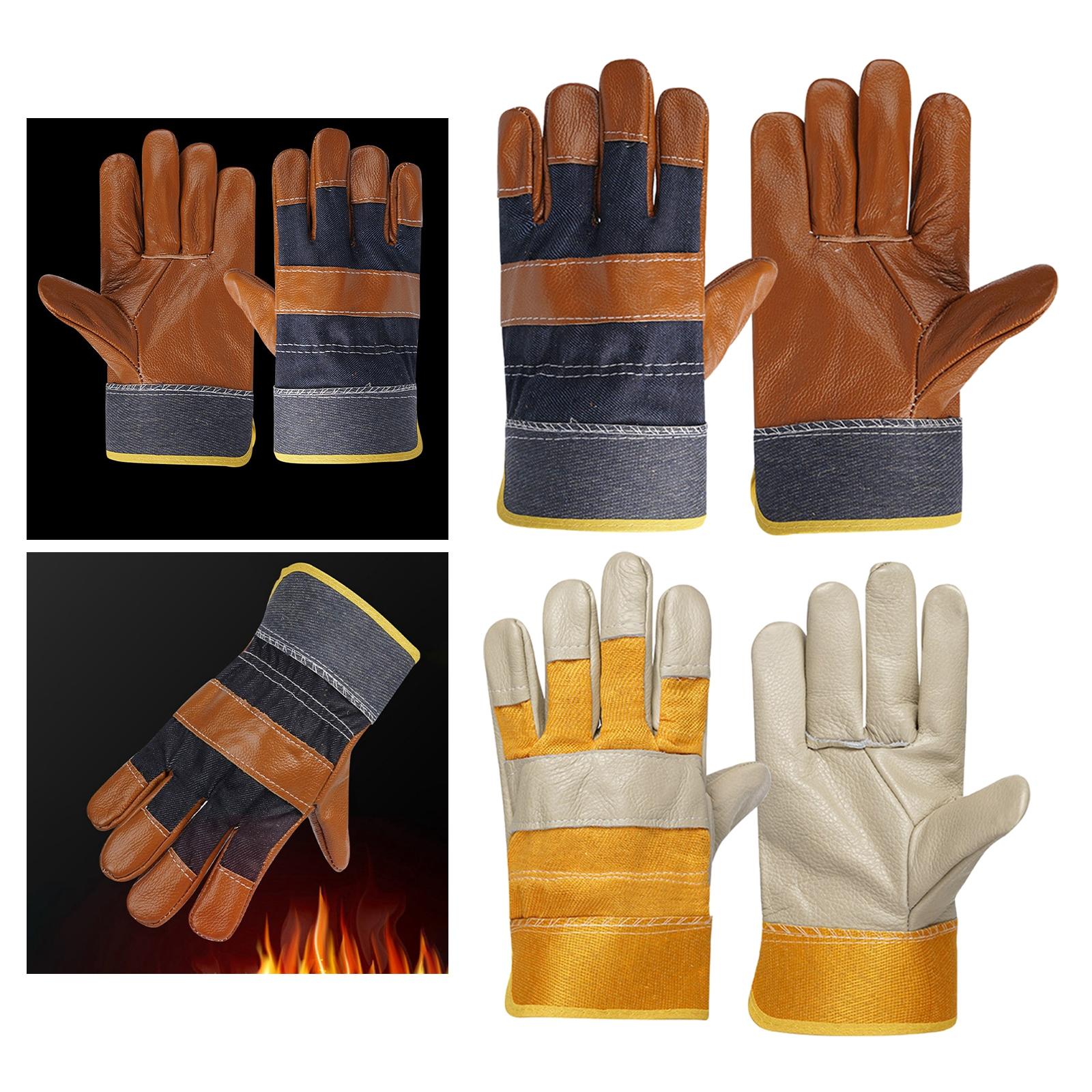 Welding Work Gloves Protection Gloves Fire Resistant for Welding Brown