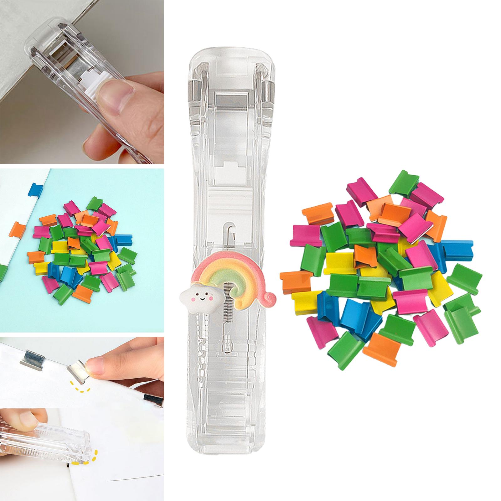 Mini Stapler Classroom Small Stapler Set Fixing Stationery Rainbow