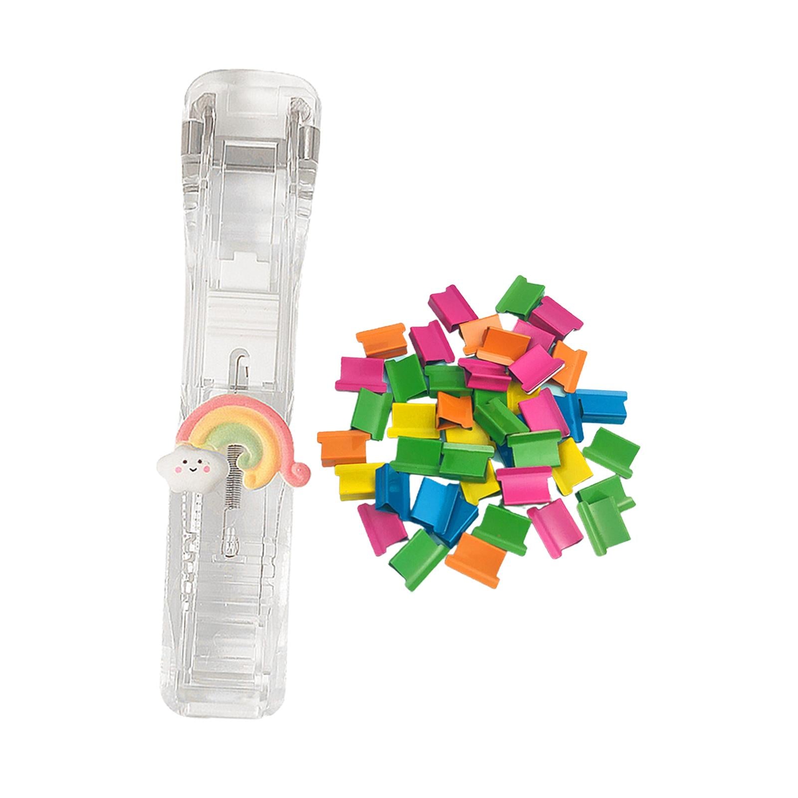 Mini Stapler Classroom Small Stapler Set Fixing Stationery Rainbow