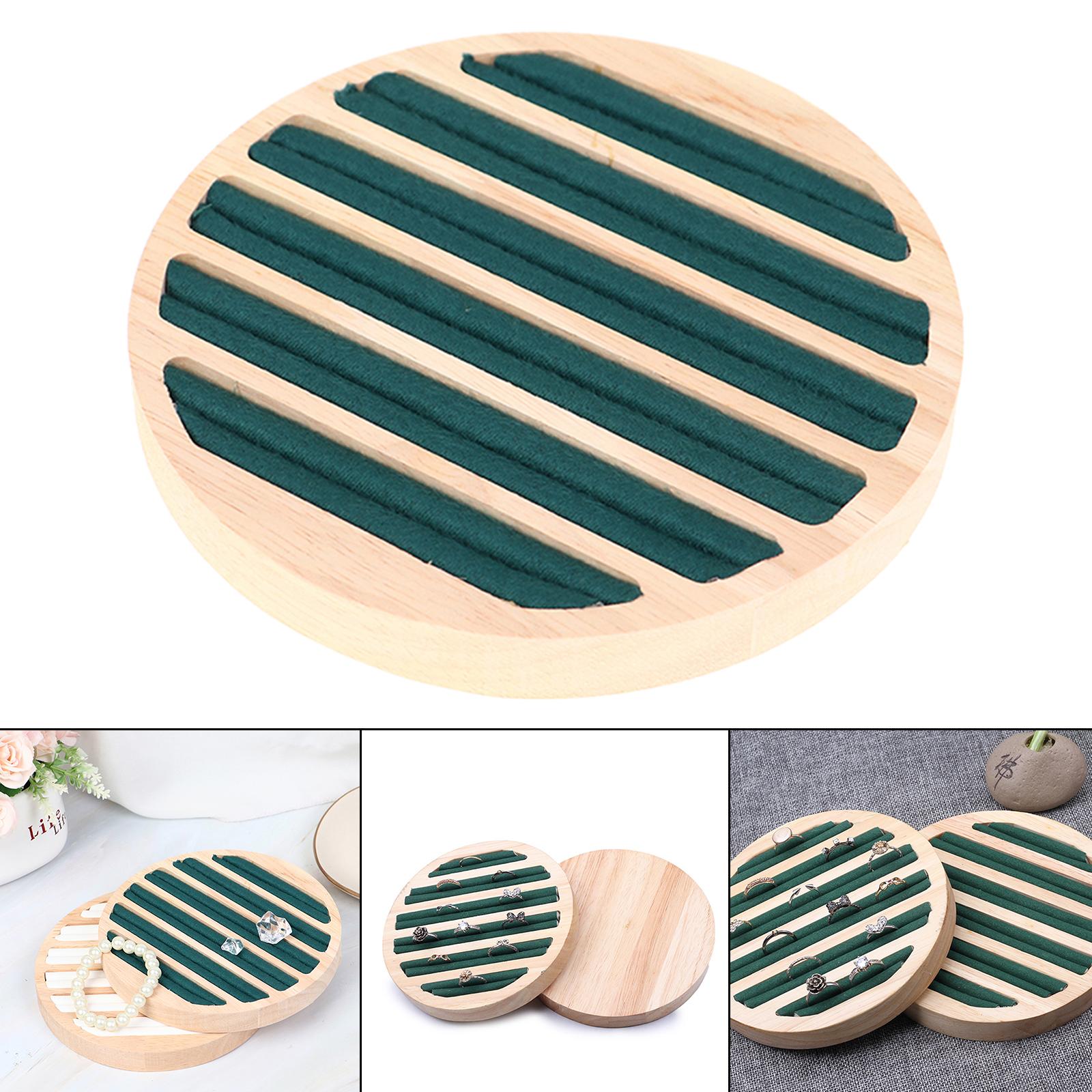 Wooden Jewelry Display Holder Ornament for Ring Earrings Shop Window Green