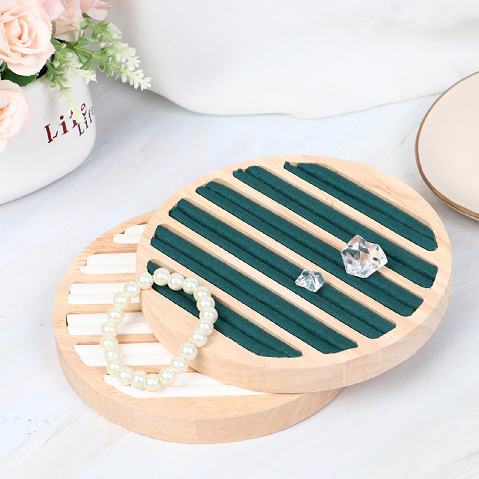 Wooden Jewelry Display Holder Ornament for Ring Earrings Shop Window Green
