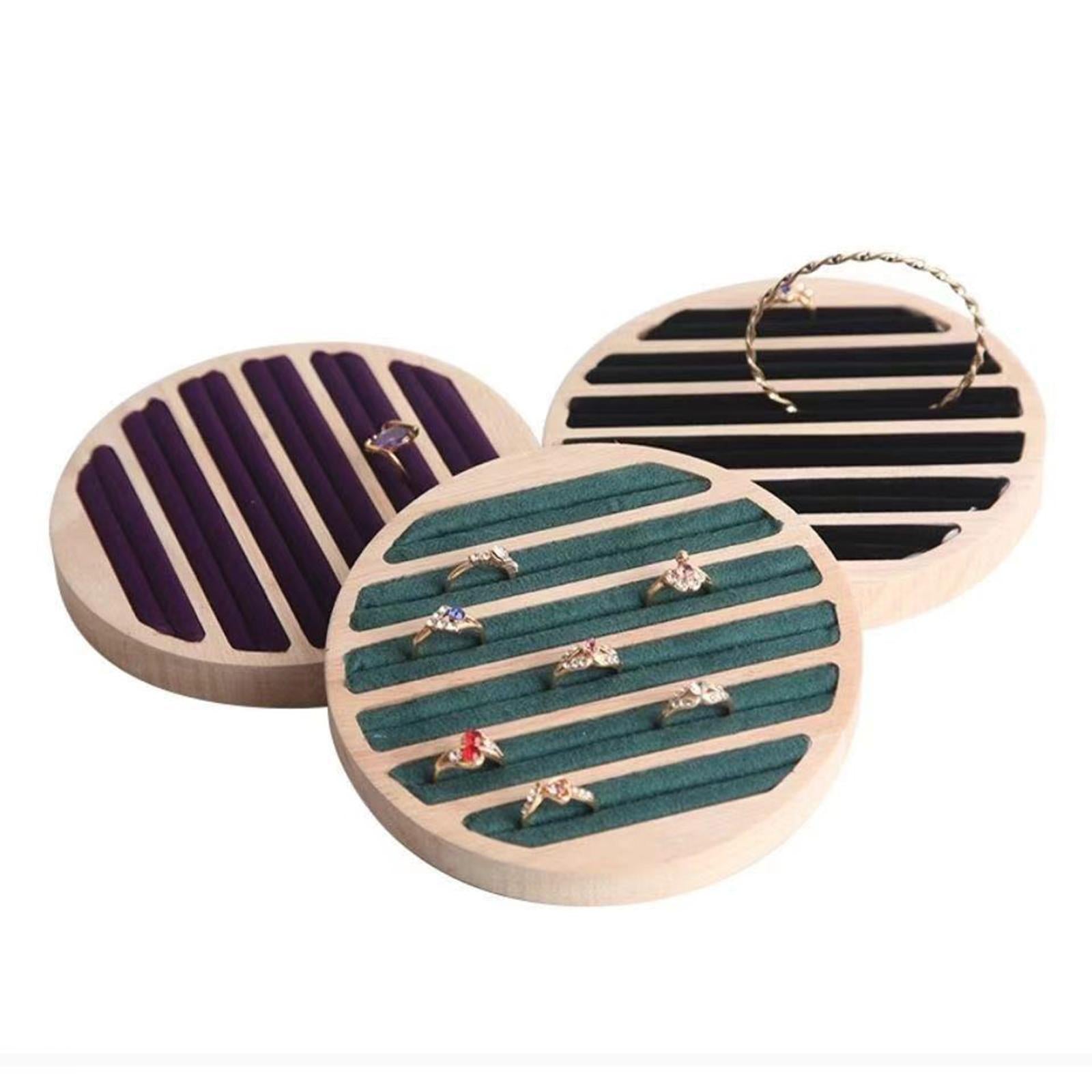 Wooden Jewelry Display Holder Ornament for Ring Earrings Shop Window Green