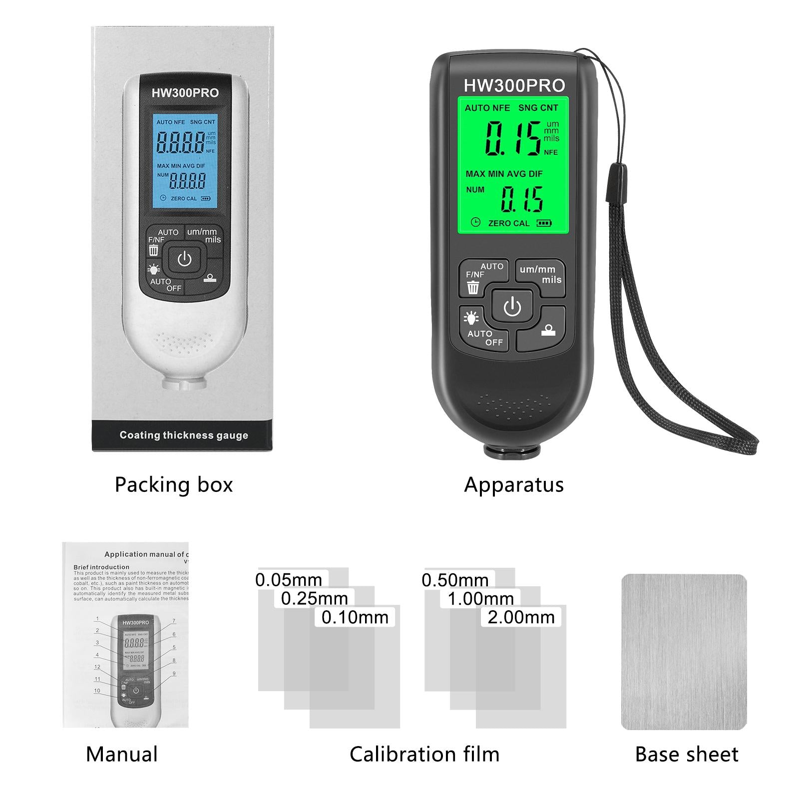 Coating Thickness Gauge Professional Digital Display for Automotive Black