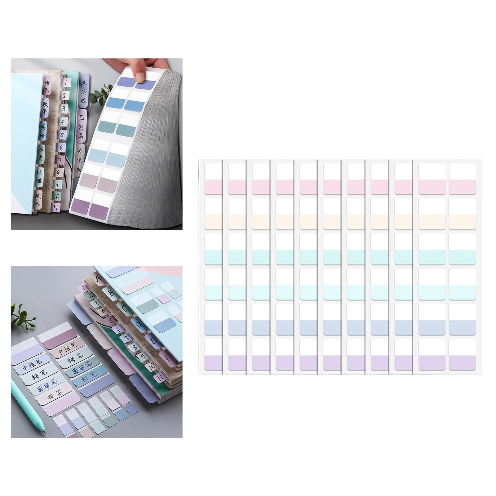 Color Sticky Index Tabs Labels Memo 4 Sheets for Office 4x120pcs light color