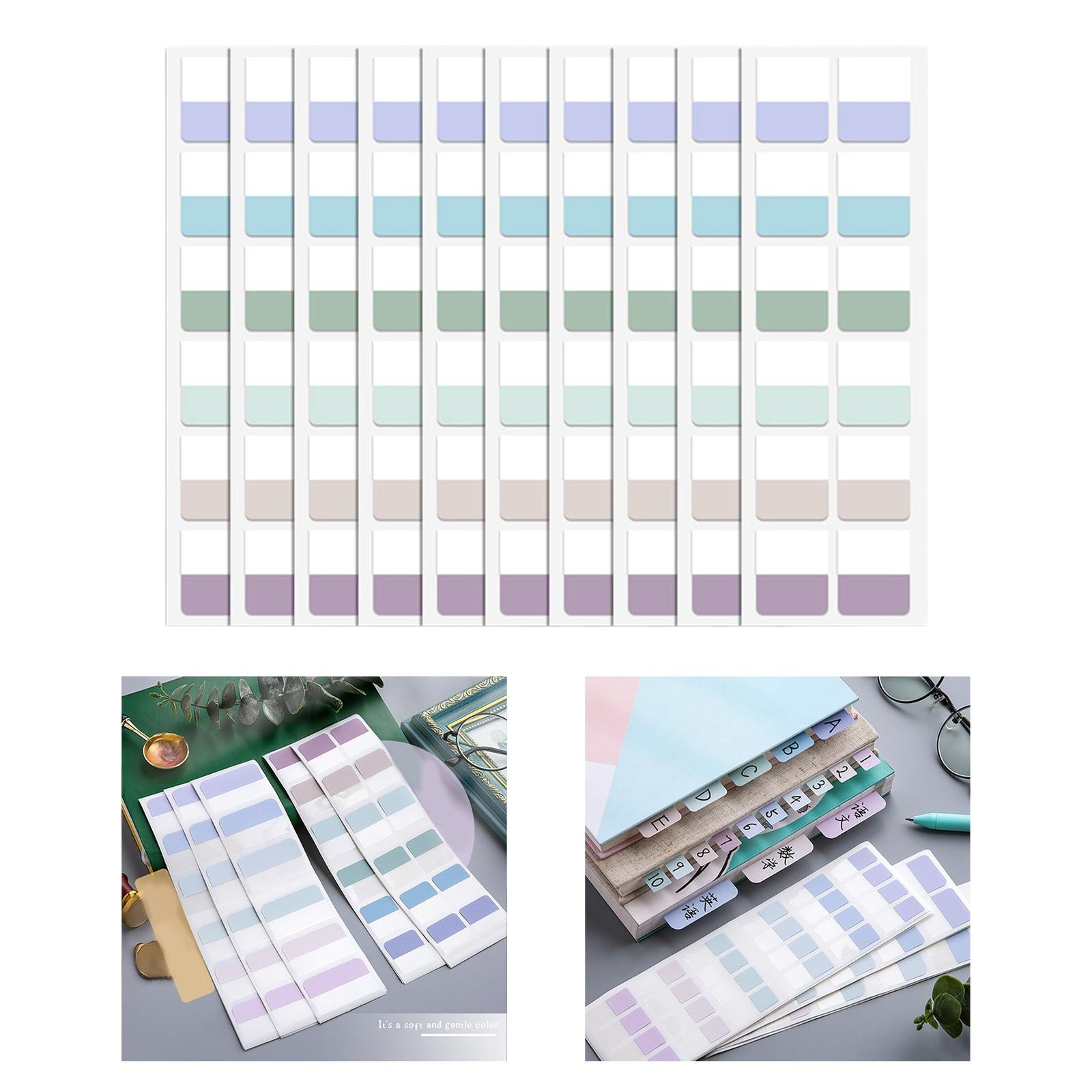 Color Sticky Index Tabs Labels Memo 4 Sheets for Office 4x120pcs retro