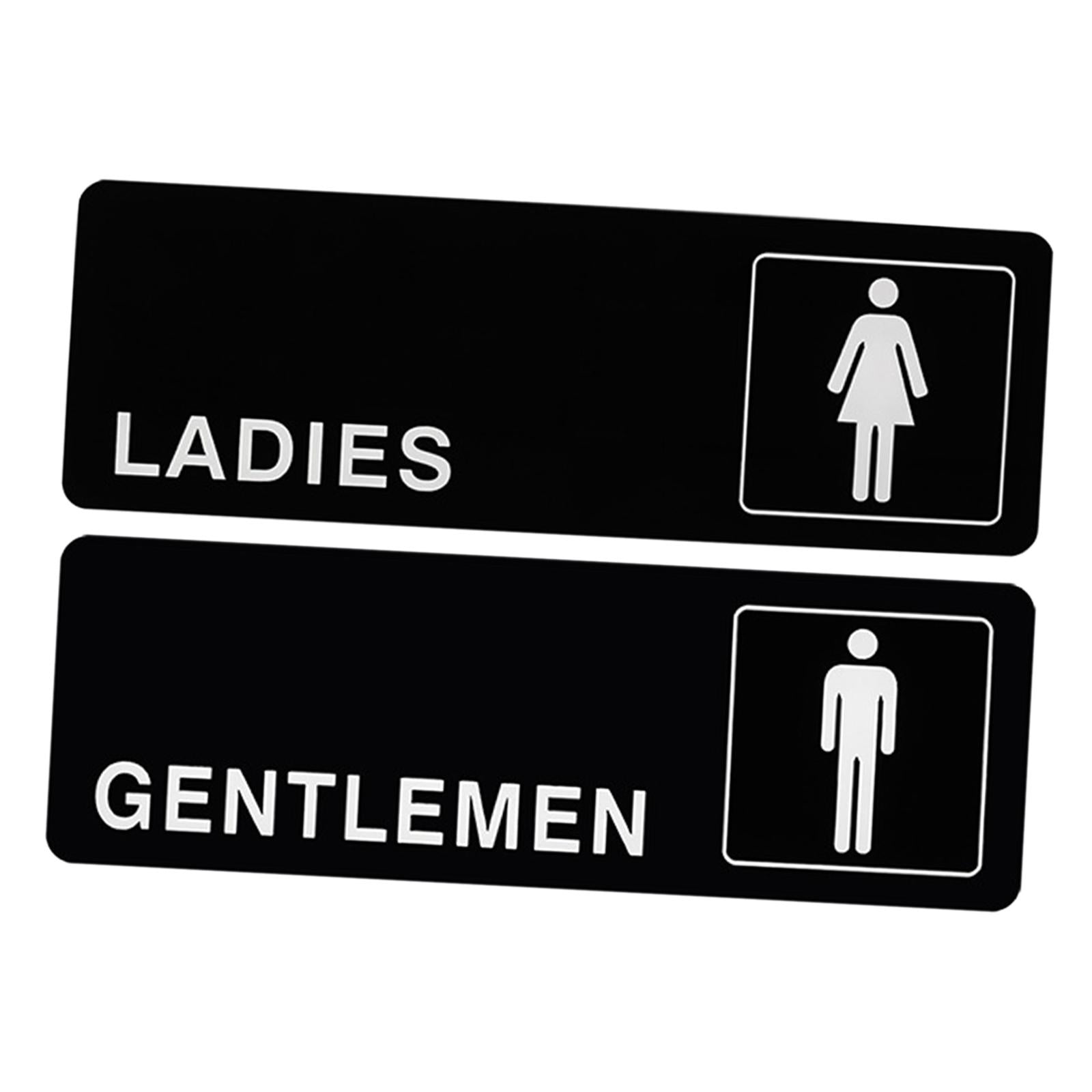 1 Pair Toilet Sign Acrylic Wall Sticker Decor Rectangle for Office Washroom