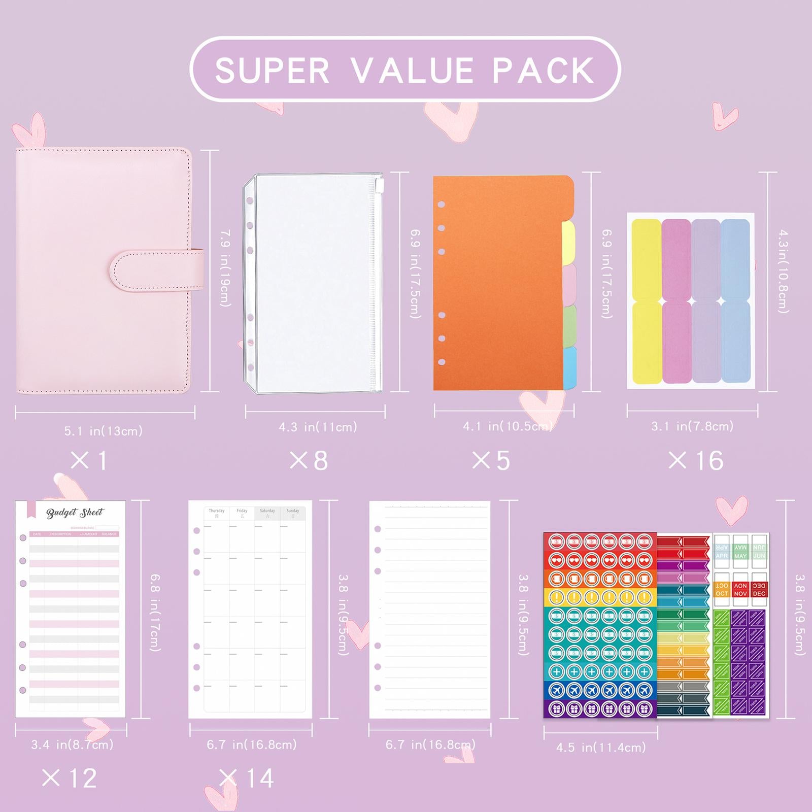 A6 Budget Binder Practical Lightweight Comfortable for Passport Home Cards Pink