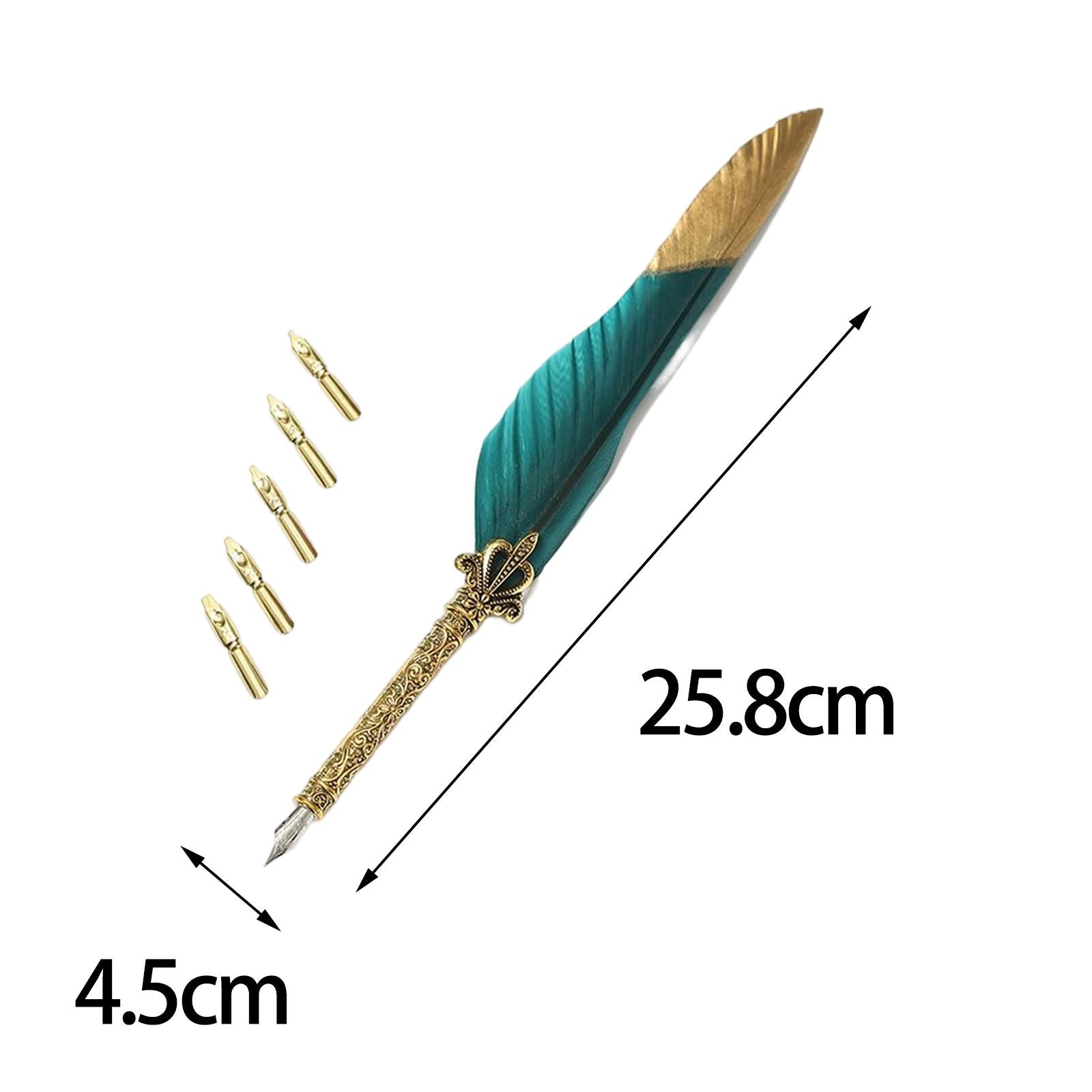 Feather ink Pen Engraved Nib Strong and Sturdy for Decoration Birthday Green