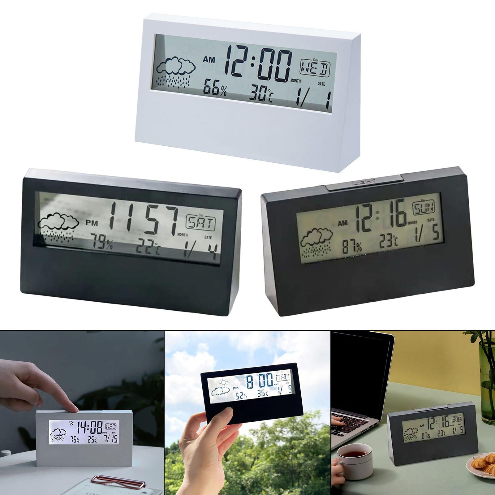 Digital Alarm Clock Compact Exquisite LED Practical for Shelf Indoor Desktop White with light