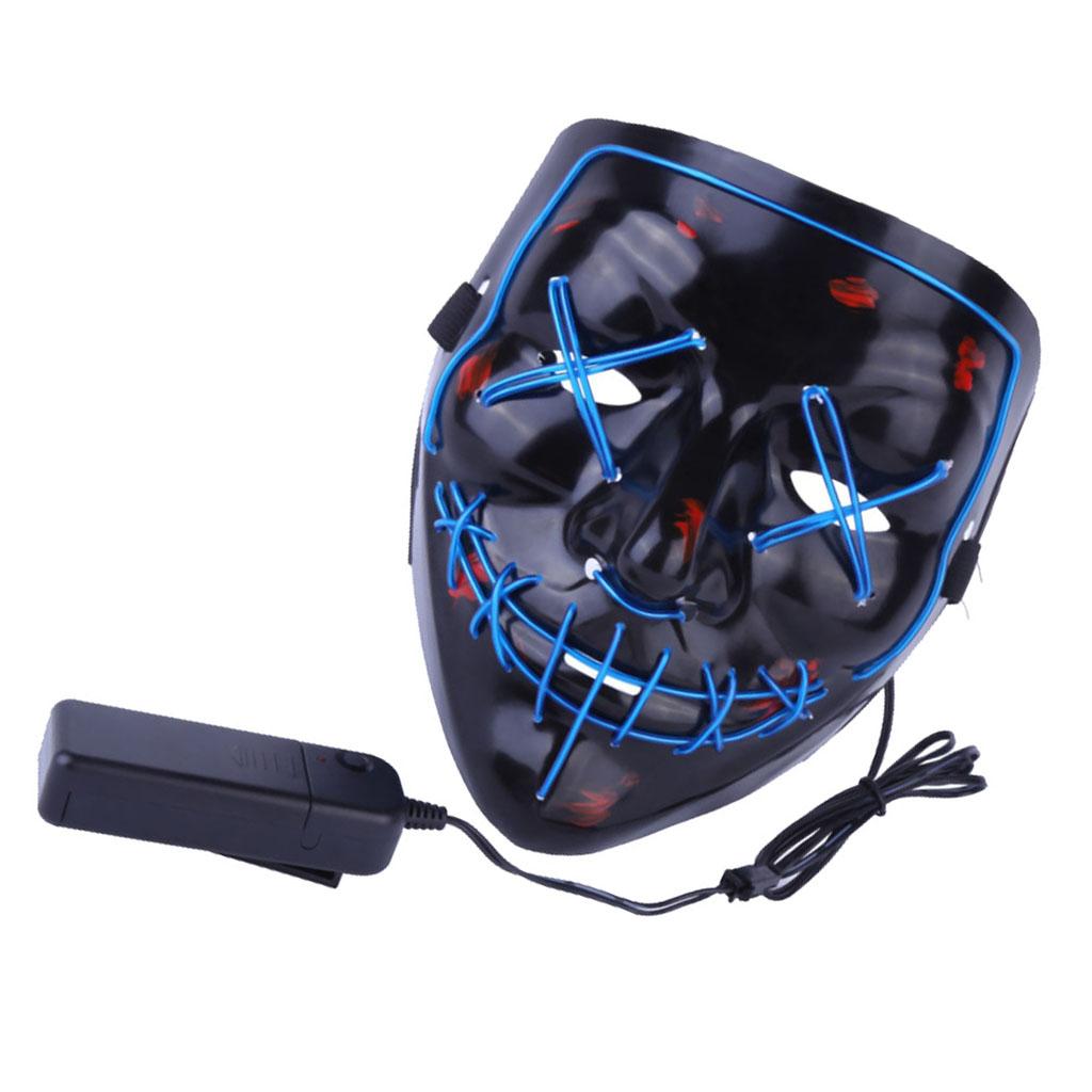 Halloween Skull Mask Led Costume Mask EL Wire Light Up Mask Blue