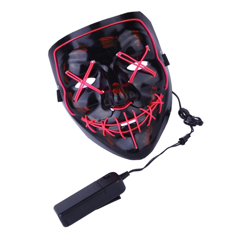 Halloween Skull Mask Led Costume Mask EL Wire Light Up Mask Pink