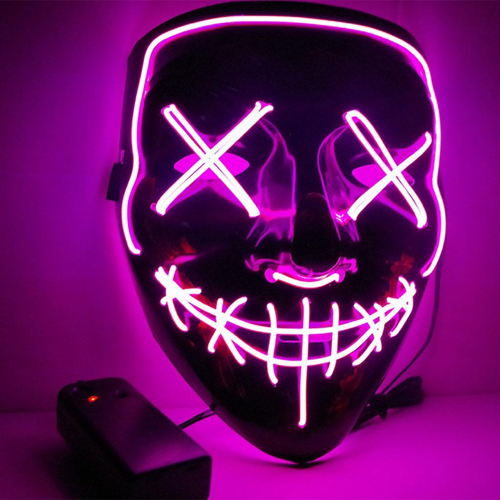 Halloween Skull Mask Led Costume Mask EL Wire Light Up Mask Pink