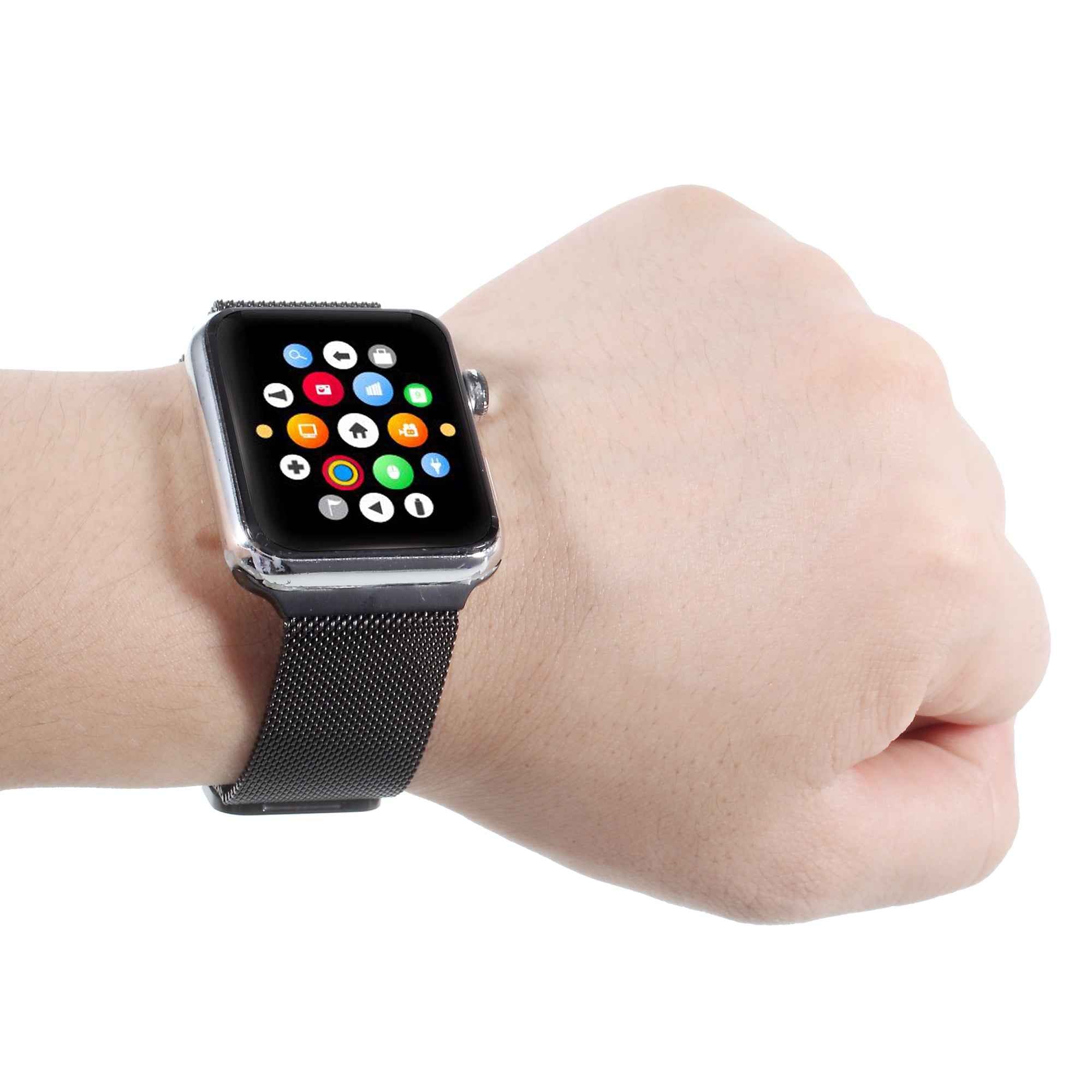 XINCUCO Magnetic Milanese Metal Wrist Watch Strap for Apple Watch Series 8 7 41mm / Series 6 SE / SE(2022) 5 4 40mm / Series 3 2 1 38mm - Black