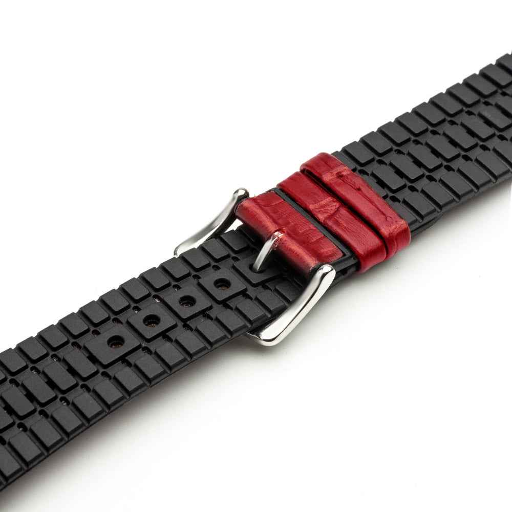 QIALINO Top-layer Cowhide Leather Watch Strap Replacement for Apple Watch Series 8 7 41mm / Series 6 SE / SE(2022) 5 4 40mm / Series 3 2 1 38mm - Red
