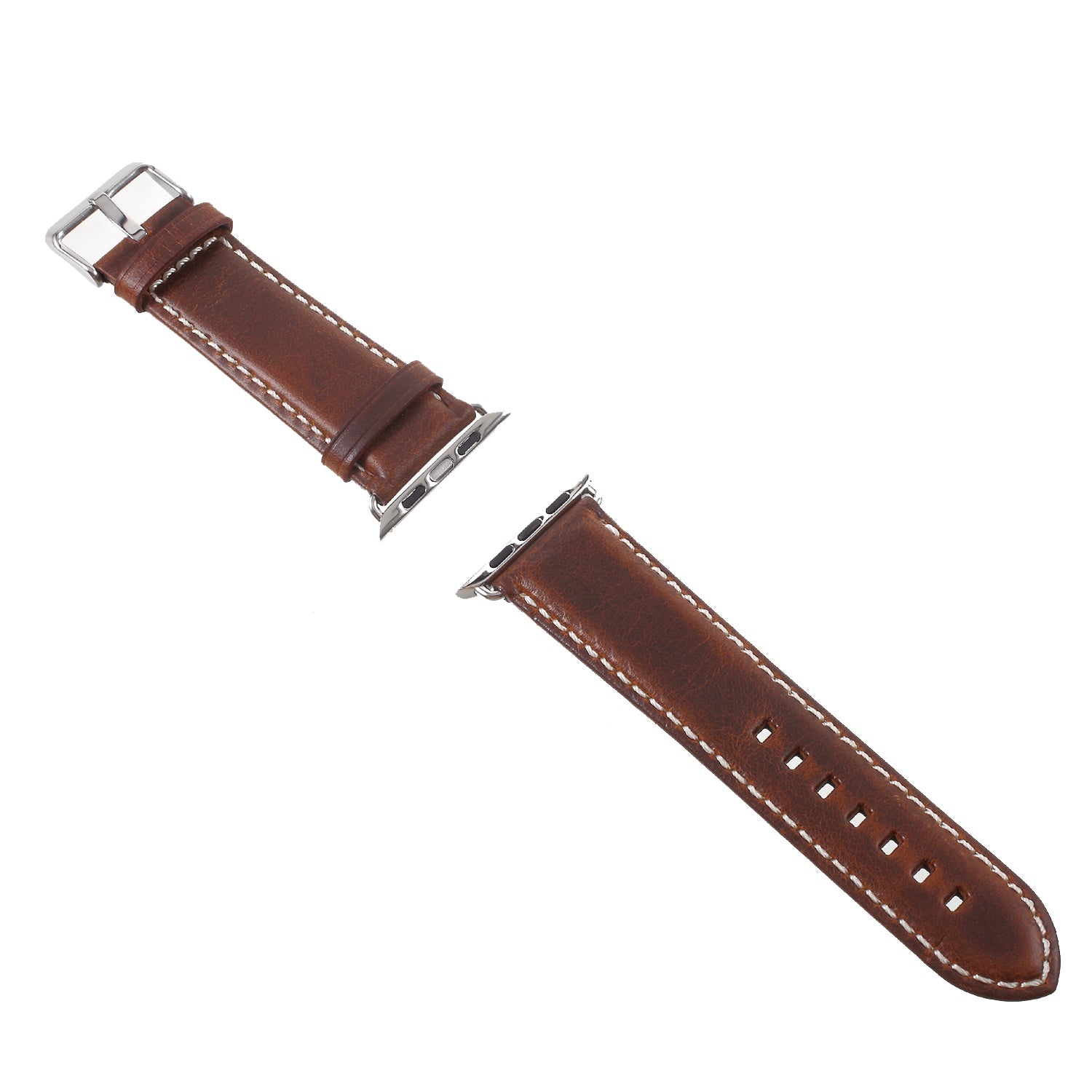 Vintage Oil Wax Genuine Leather Replacement Watchband for Apple Watch Series 8 / 7 41mm / Series 6 / SE / SE(2022) / 5 / 4 40mm / Series 3 / 2 / 1 38mm - Brown - UNIQBUY