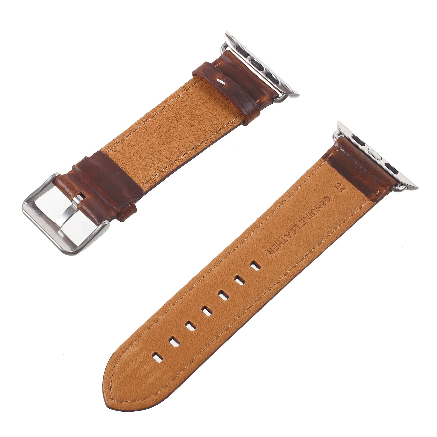 Vintage Oil Wax Genuine Leather Replacement Watchband for Apple Watch Series 8 / 7 41mm / Series 6 / SE / SE(2022) / 5 / 4 40mm / Series 3 / 2 / 1 38mm - Brown - UNIQBUY
