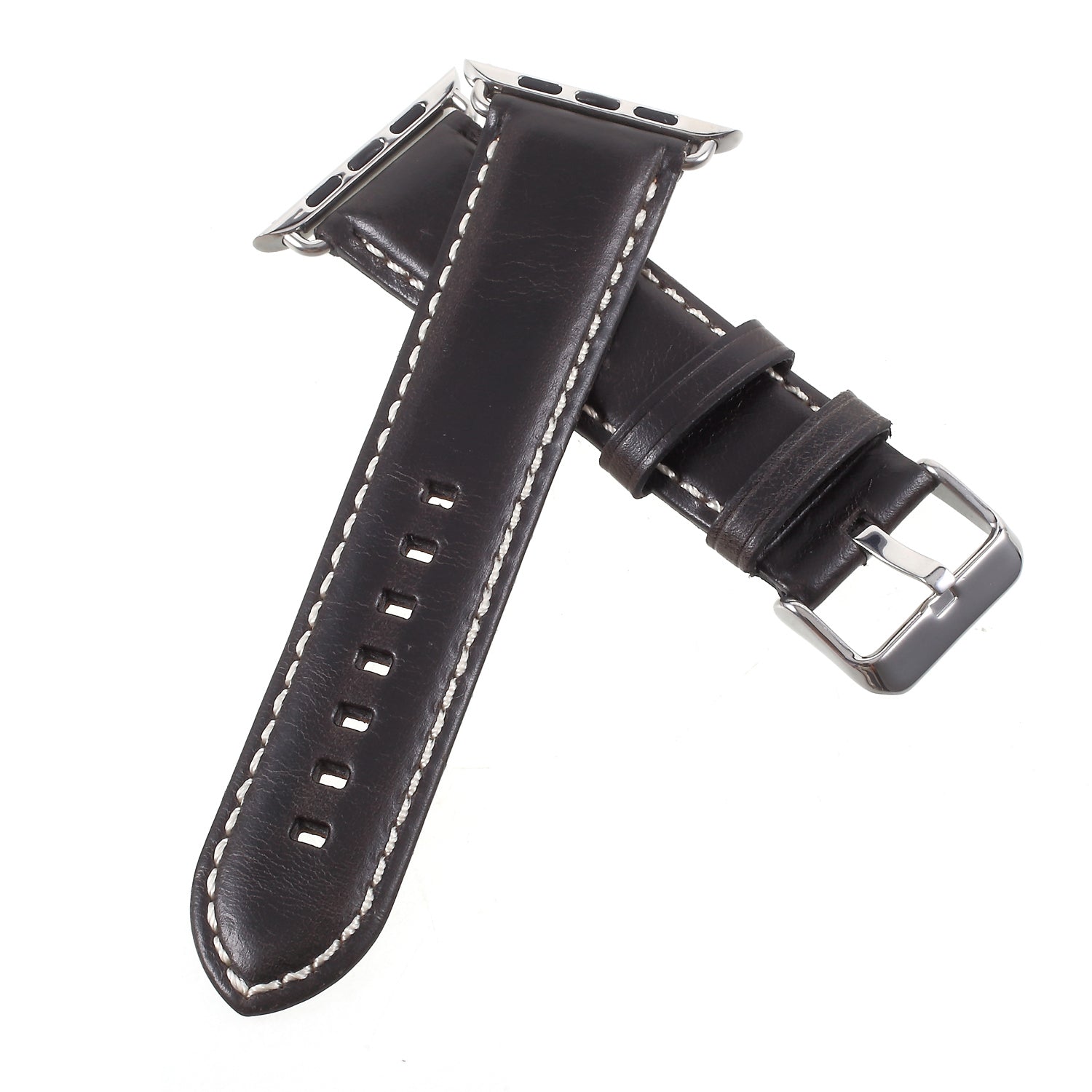 For Apple Watch Series 8 45mm / Ultra 49mm / 7 45mm / Series 6 / SE / SE (2022) / 5 4 44mm, Series 3 / 2 / 1 42mm Vintage Oil Wax Genuine Leather Watch Band - Black - UNIQBUY
