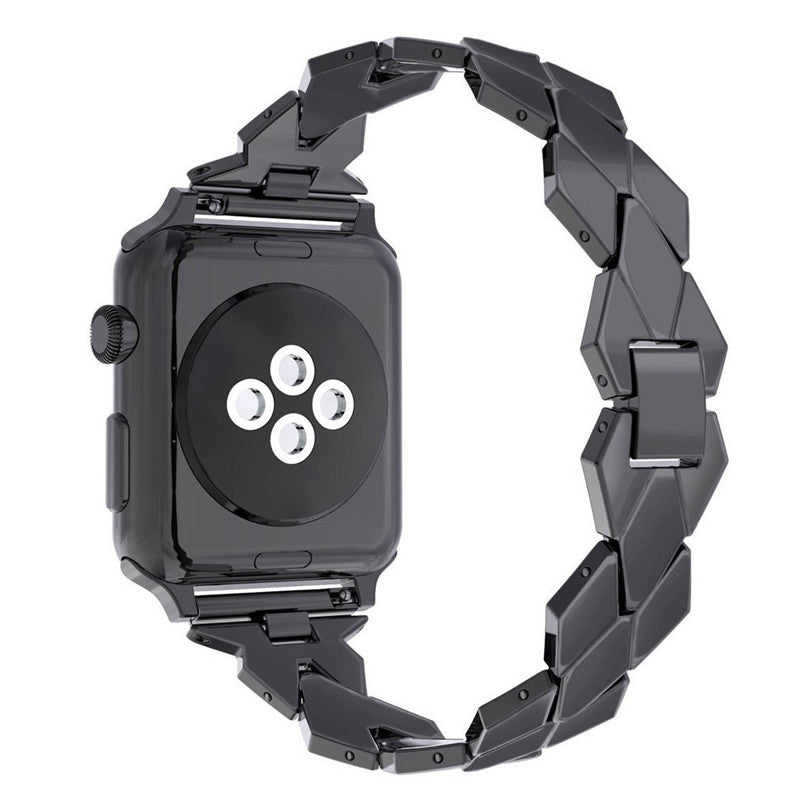 Rhombus Shaped Zinc Alloy Watch Band Replacement for Apple Watch Series 5 4 40mm, Series 3 / 2 / 1 38mm - Black - UNIQBUY