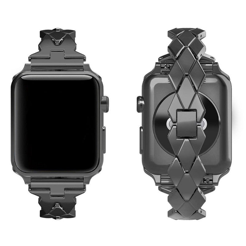 Rhombus Shaped Zinc Alloy Watch Band Replacement for Apple Watch Series 5 4 40mm, Series 3 / 2 / 1 38mm - Black - UNIQBUY